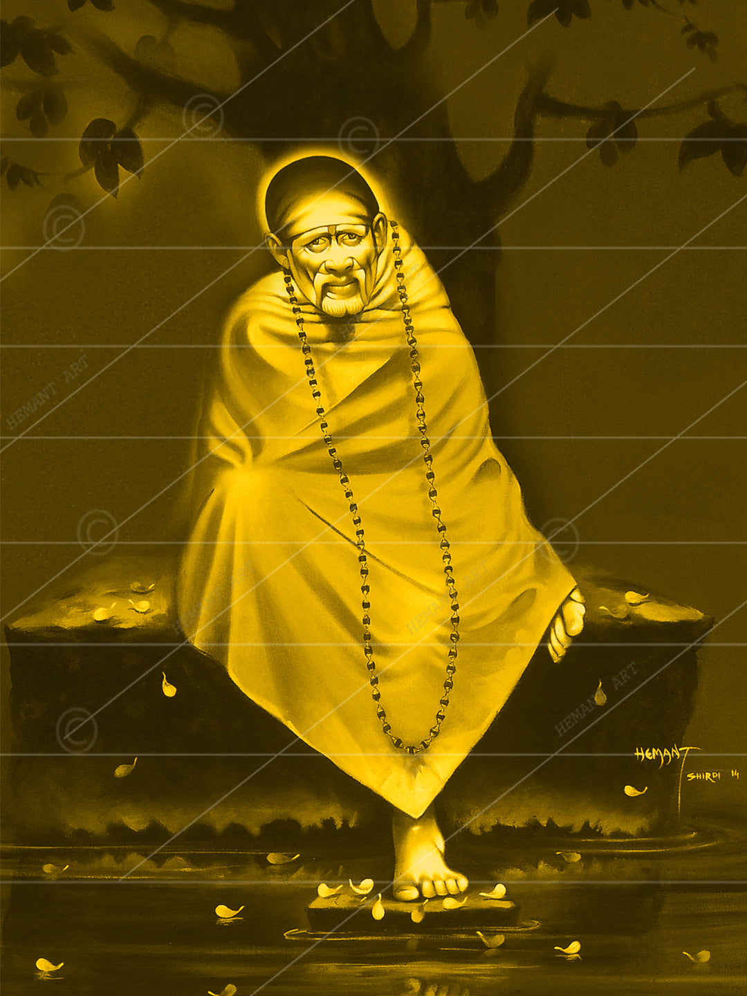 Hemant art Shirdi Sai Baba Samadhi Photo Canvas Wall Art – Spiritual Home Decor for Puja Room & Meditation Space