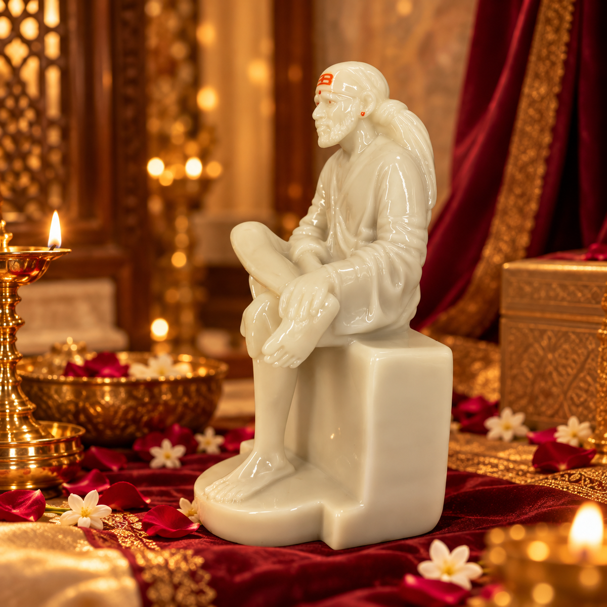 Shirdi Sai Baba Marble Finish plate Idol 3 no