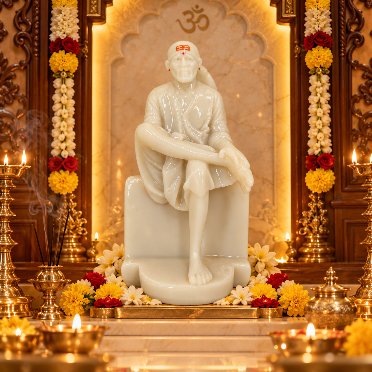 Shirdi Sai Baba Marble Finish plate Idol 3 no