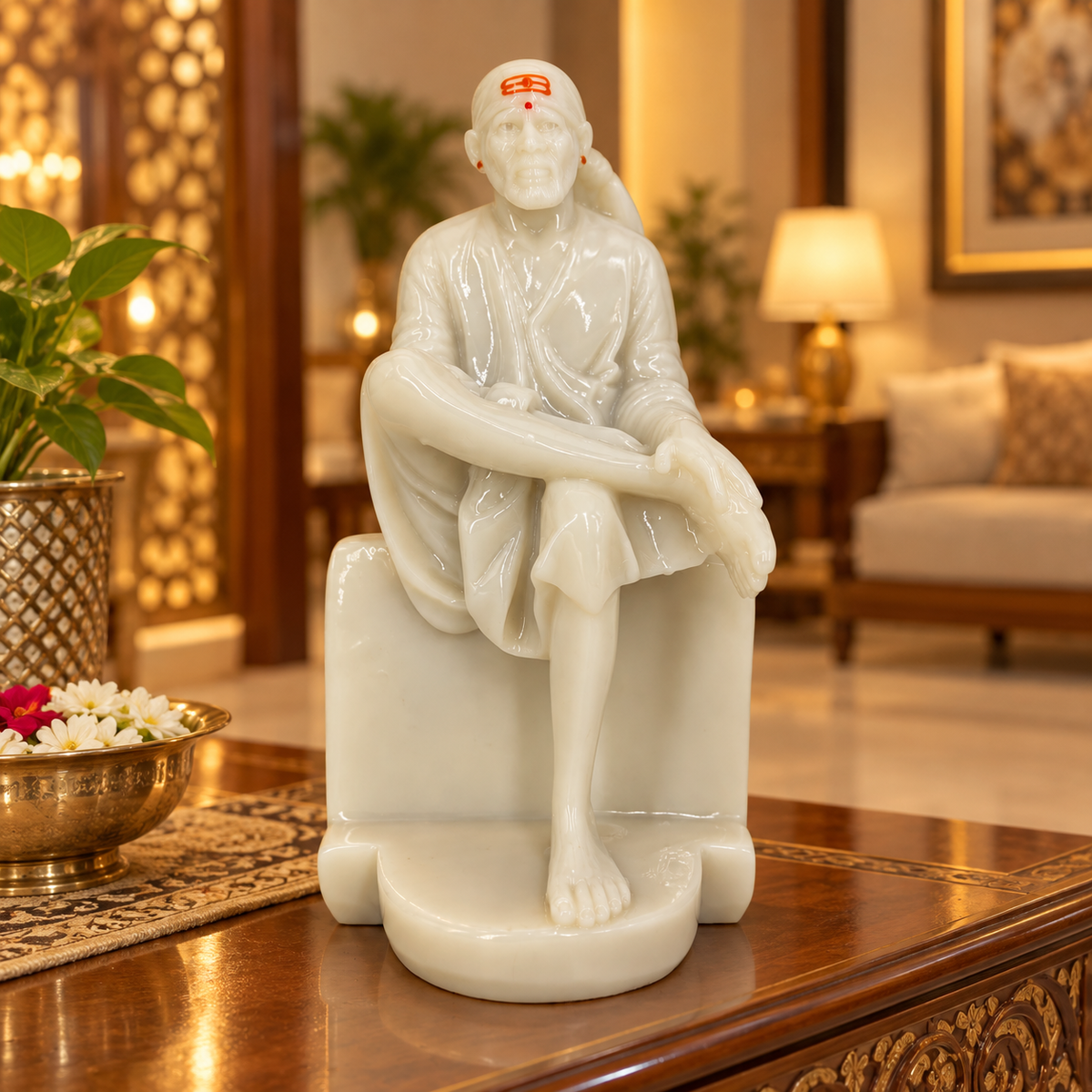 Shirdi Sai Baba Marble Finish plate Idol 3 no