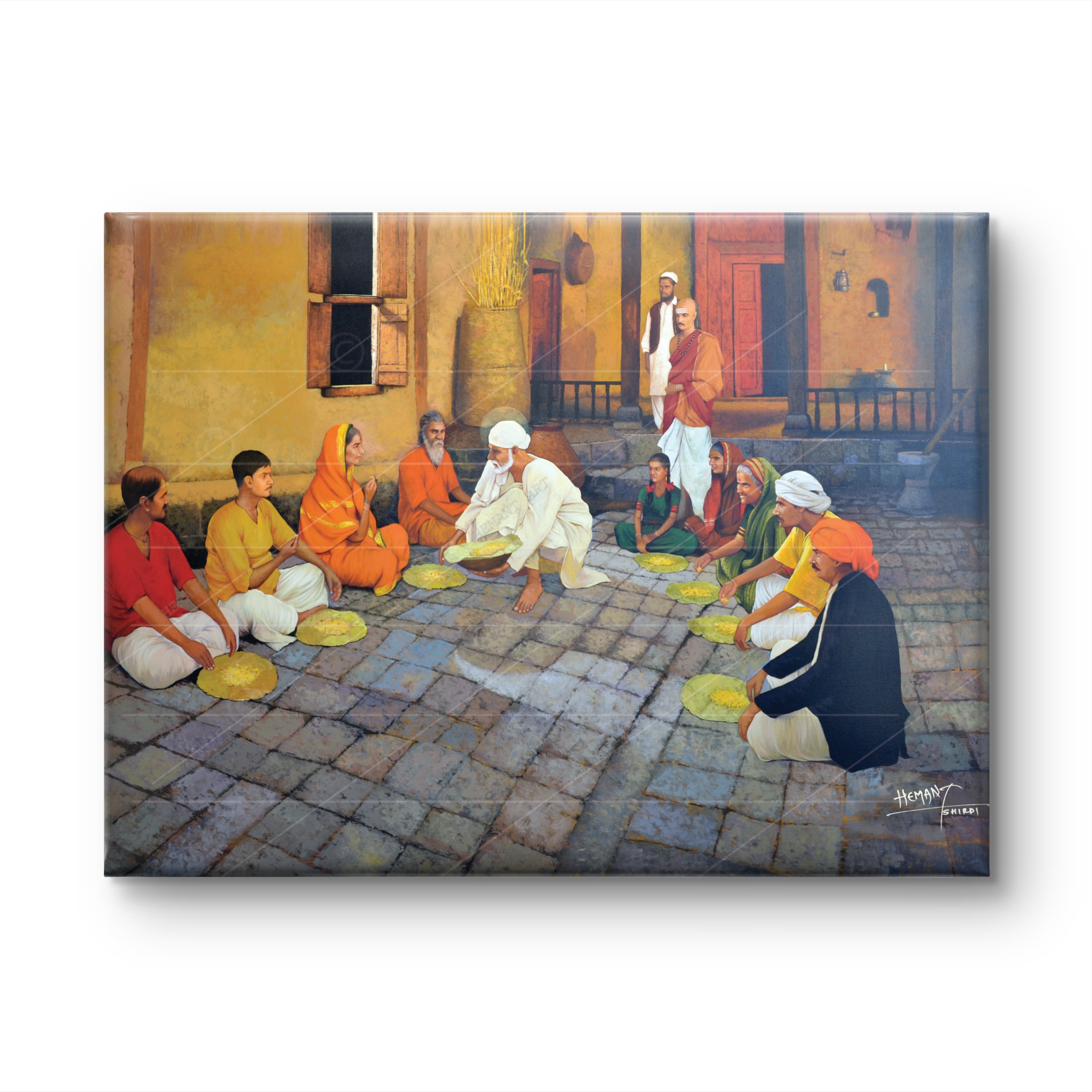 Shirdi Sai Baba Cooking Food in Dwarkamai Photo HD Canvas Print | Sai Baba Handi Wall Art – Shirdi Saibaba Art Gallery