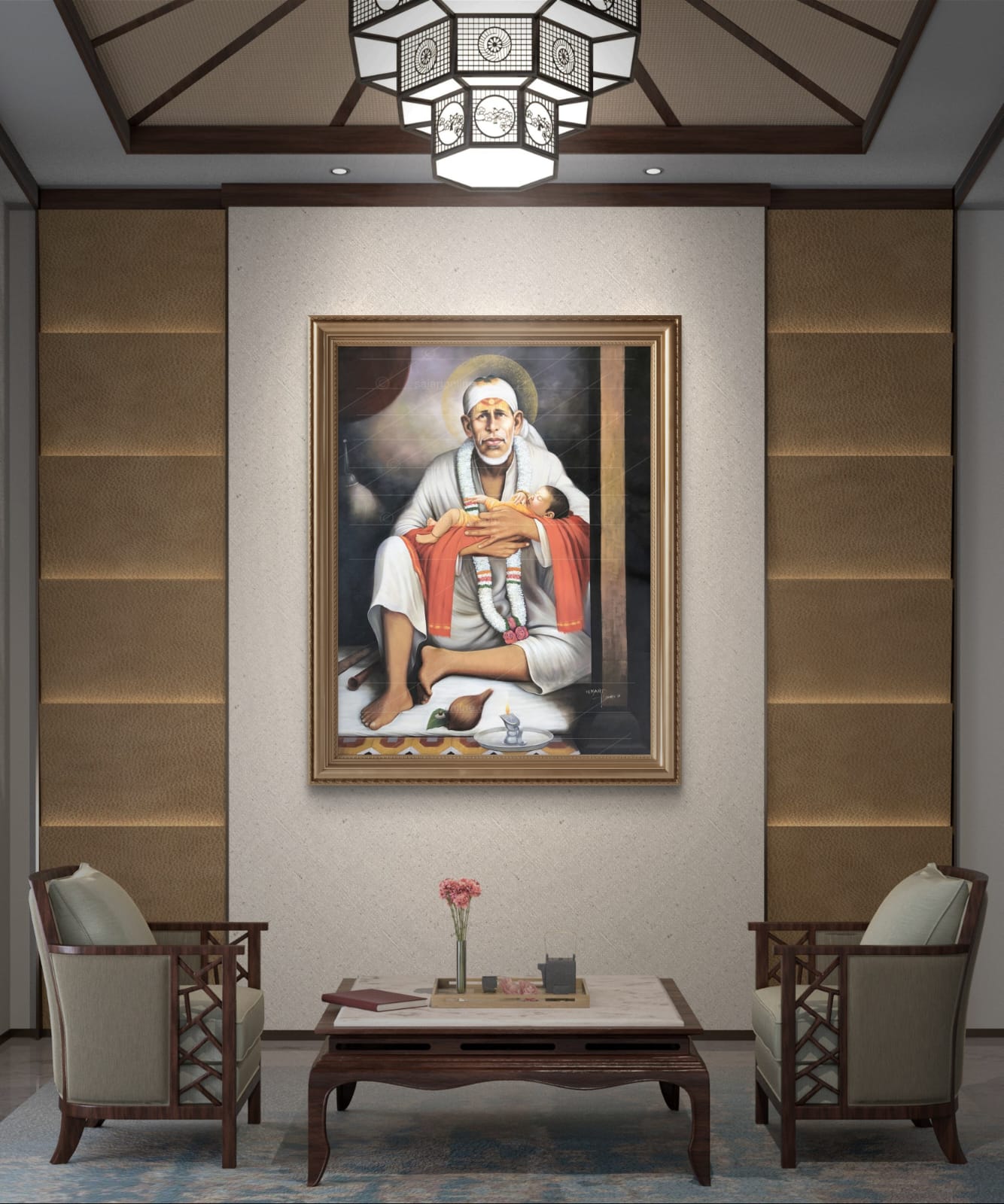 🕉️Shirdi Sai Baba  Dwarkamai Hand Painting Canvas Reprint photo, Picture/Poster