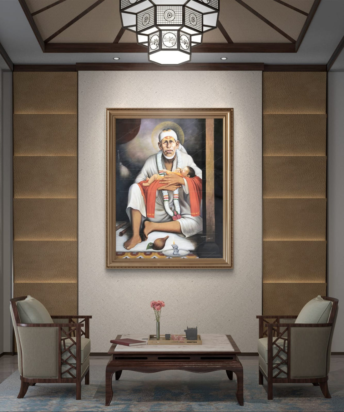 Saibaba Original Dwarkamai Photo Canvas Reprint | Hemant Art