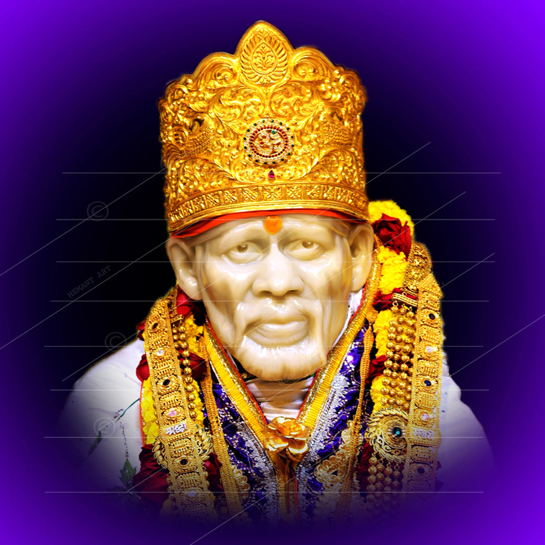 Shirdi Sai Baba Handmade Face Painting/Photo Canvas Reprint