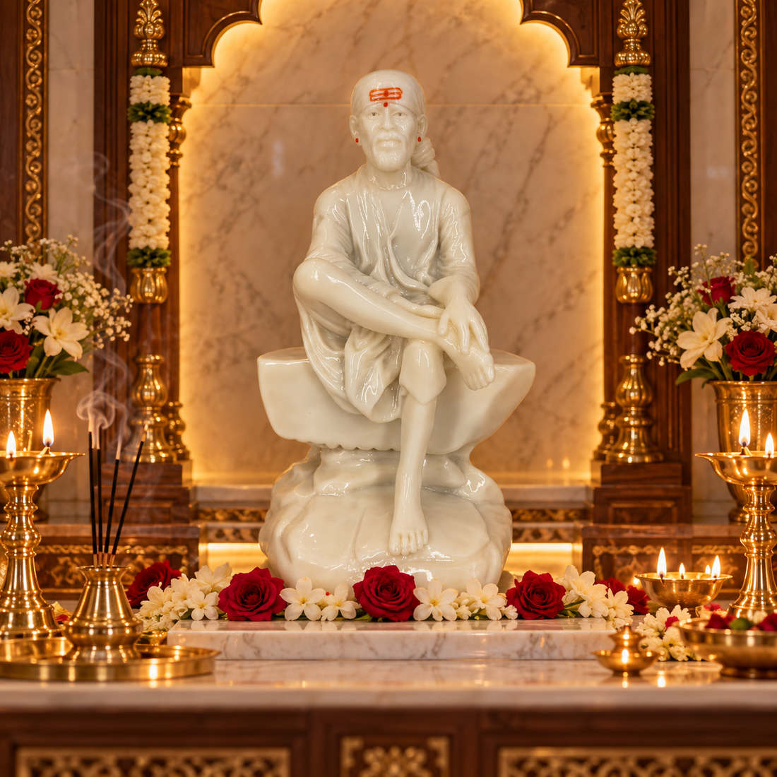 Shirdi Sai Baba Marble Finish Idol 4 no
