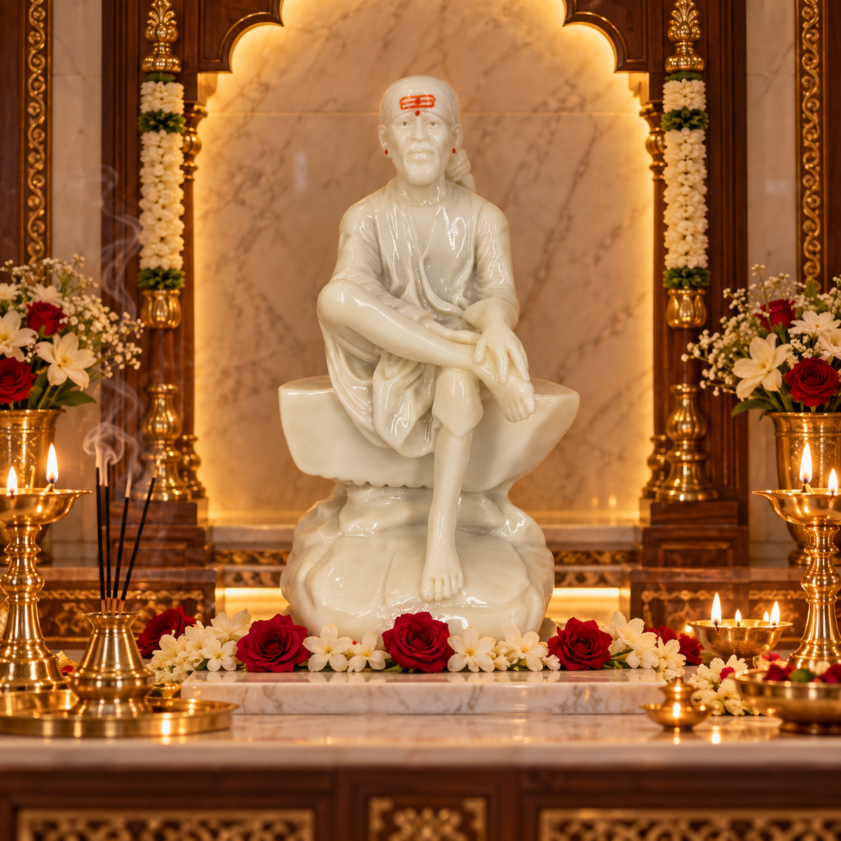 Shirdi Sai Baba Marble Finish Idol 4 no