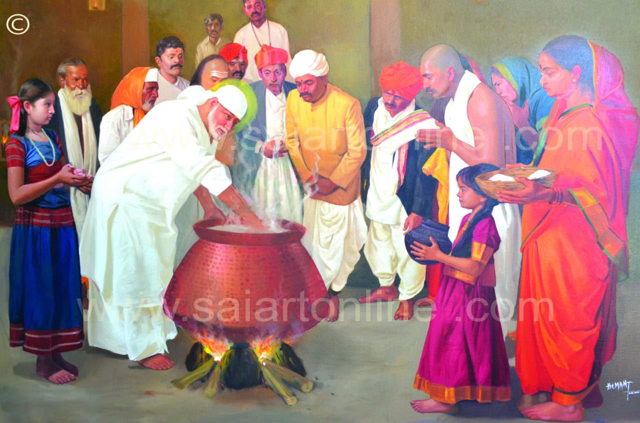 Hemant Art Shirdi Sai Baba Canvas Wall Art – Premium Framed Sai Baba Photo for Home Decor, Puja Room & Meditation Space