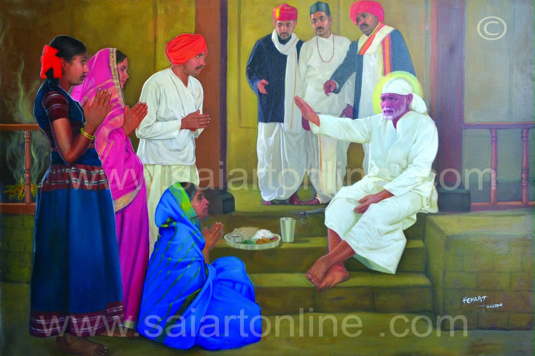 Hemant Art Shirdi Sai Baba Canvas Wall Art – Premium Framed Sai Baba Photo for Home Decor, Puja Room & Meditation Space