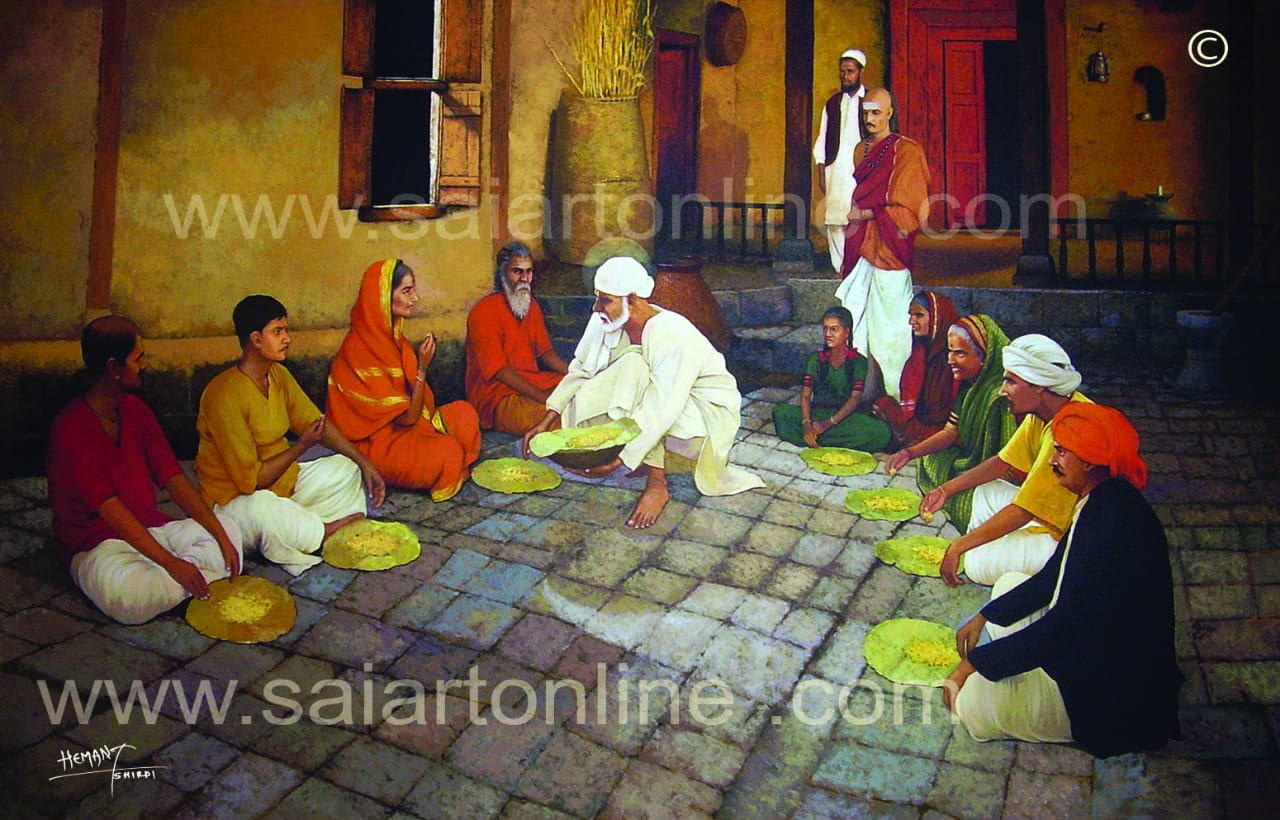 Hemant Art Shirdi Sai Baba Canvas Wall Art – Premium Framed Sai Baba Photo for Home Decor, Puja Room & Meditation Space
