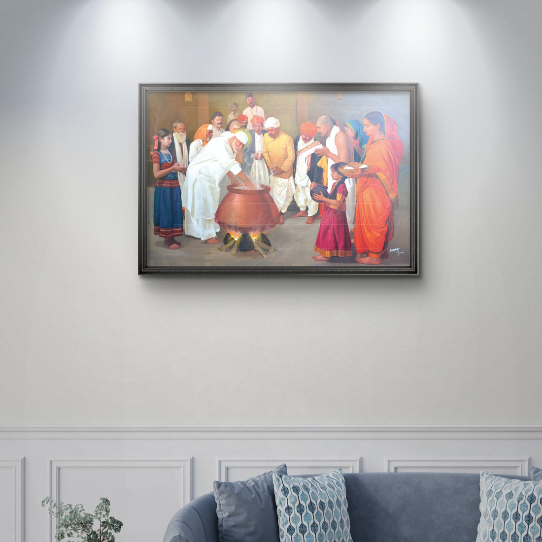 Shirdi Sai Baba Cooking Food in Dwarkamai Canvas Print
