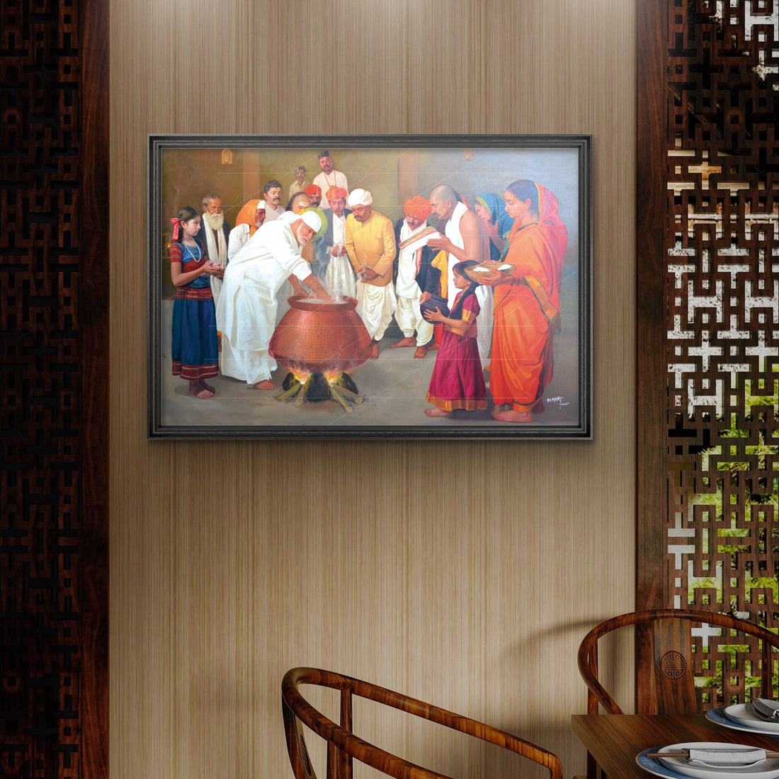 Shirdi Sai Baba Cooking Food in Dwarkamai Canvas Print