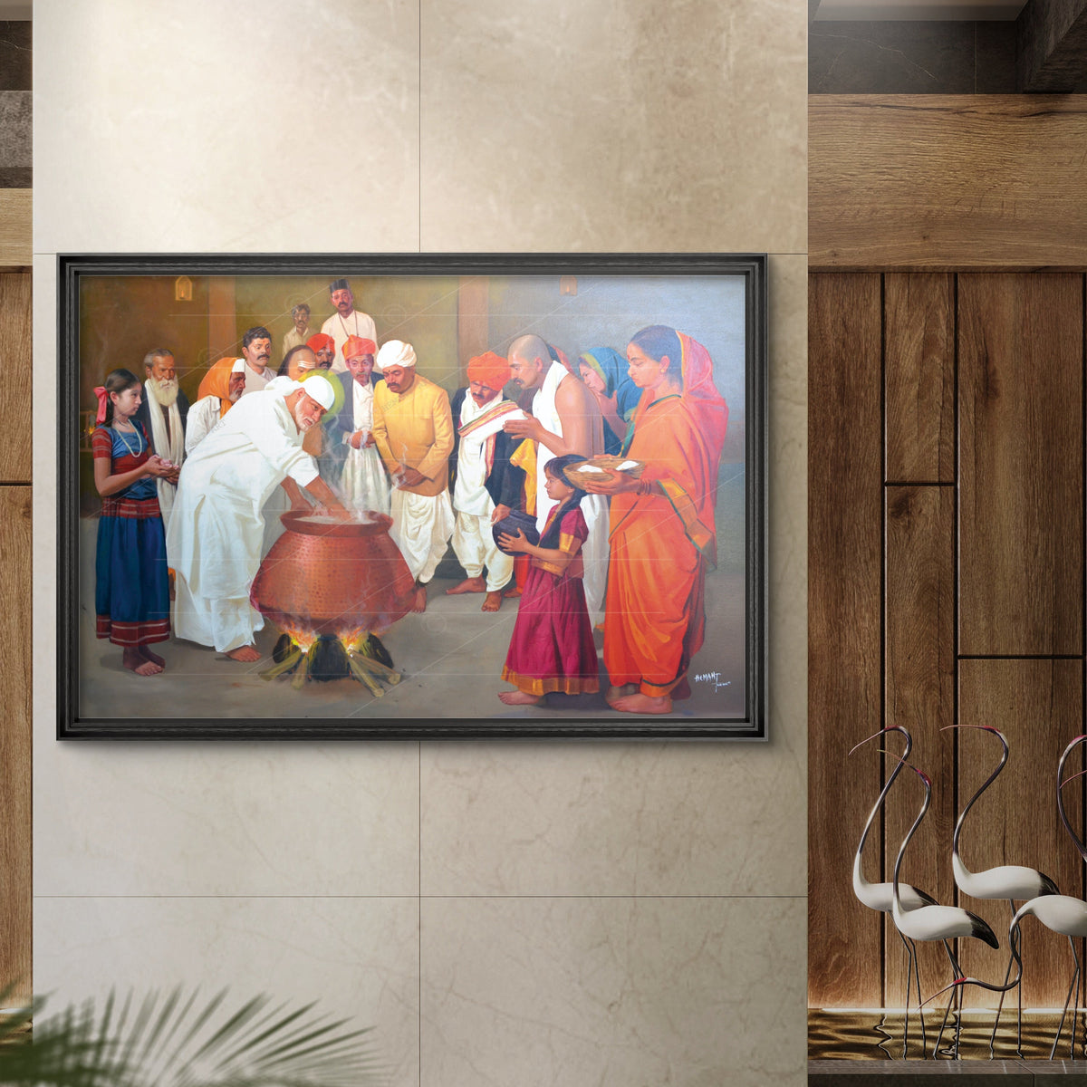 Shirdi Sai Baba Cooking Food in Dwarkamai Canvas Print