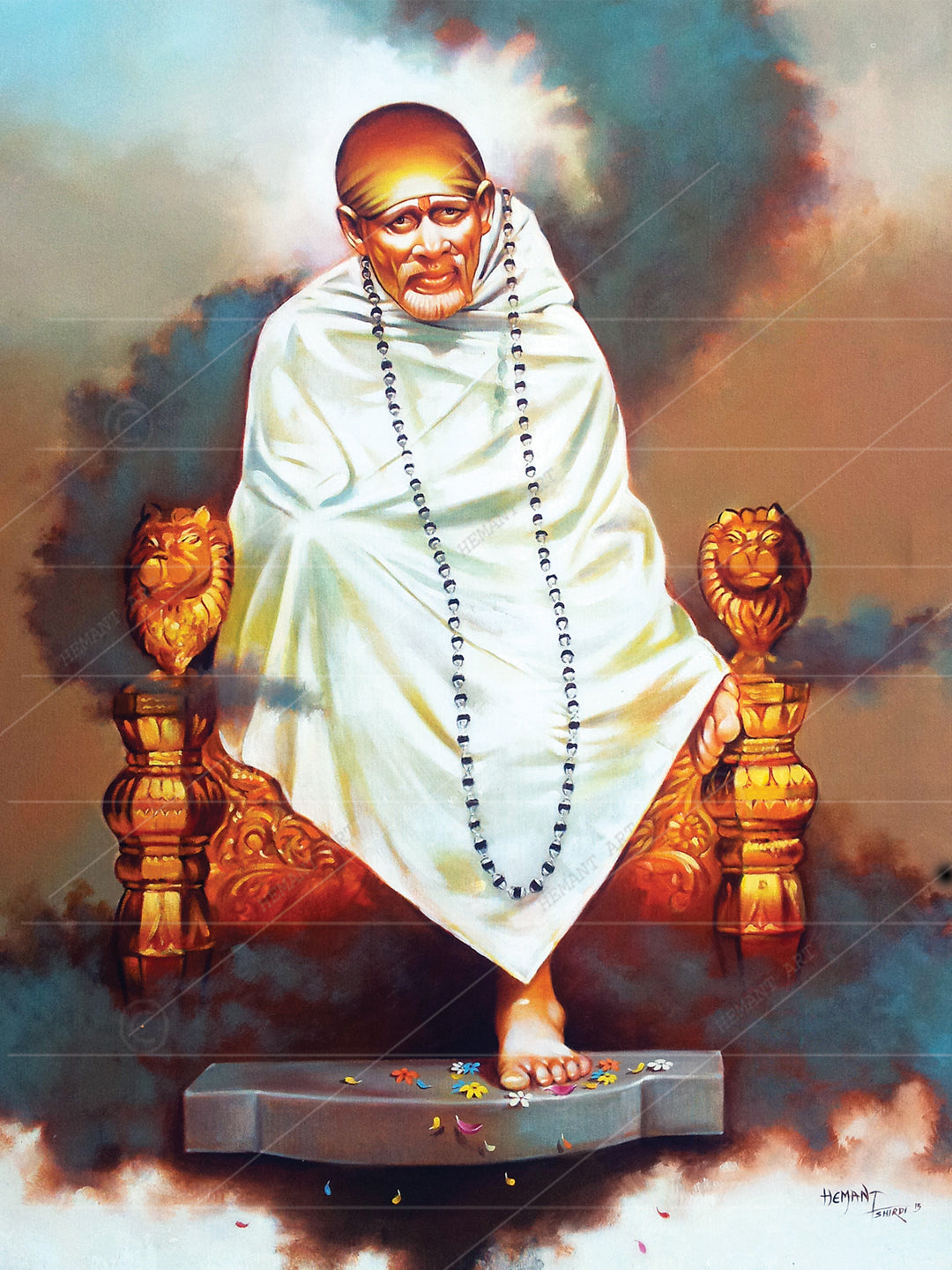 Hemant art Shirdi Sai Baba Samadhi Photo Canvas Wall Art – Spiritual Home Decor for Puja Room & Meditation Space