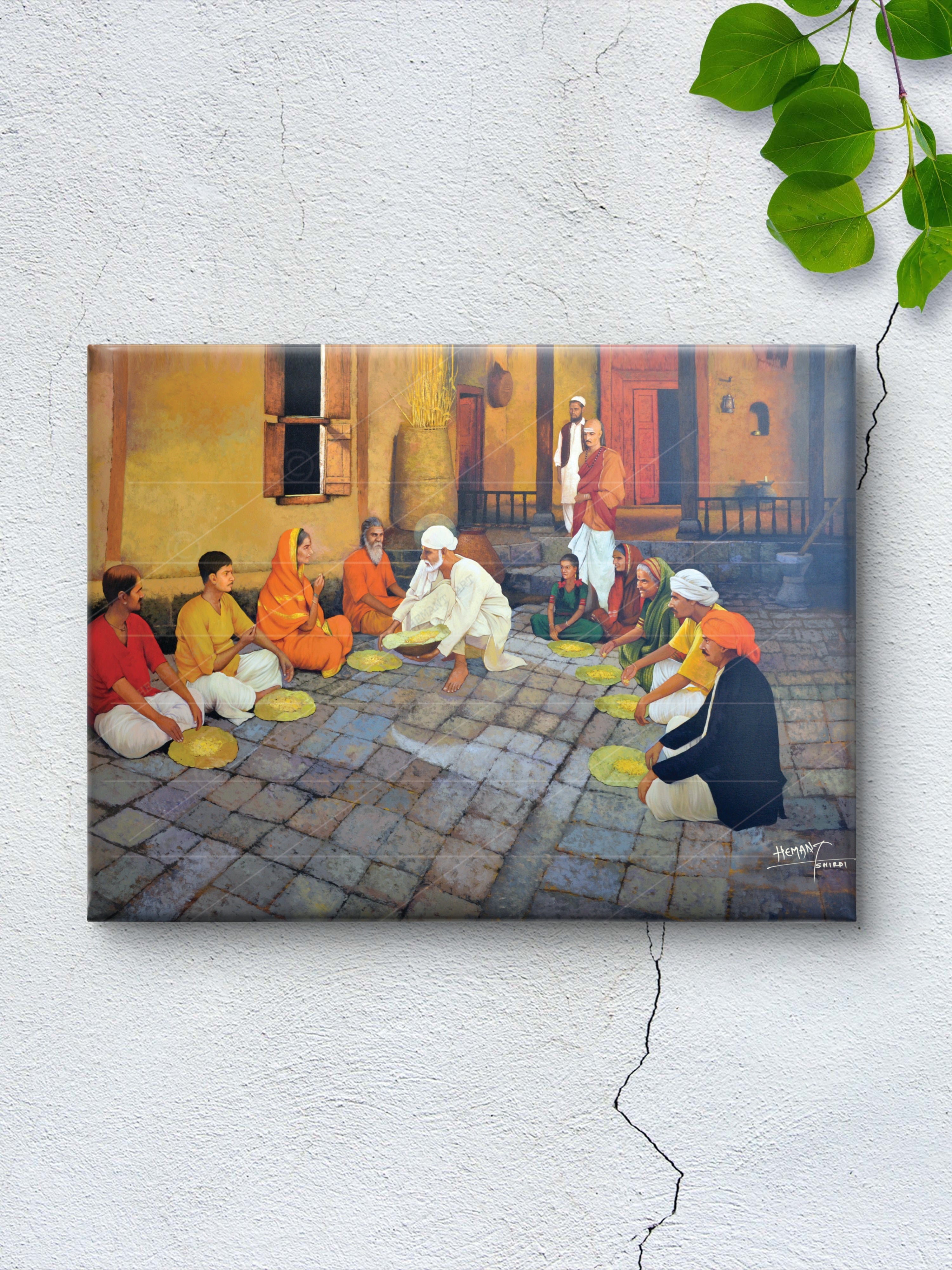 Shirdi Sai Baba Cooking Food in Dwarkamai Photo HD Canvas Print | Sai Baba Handi Wall Art – Shirdi Saibaba Art Gallery