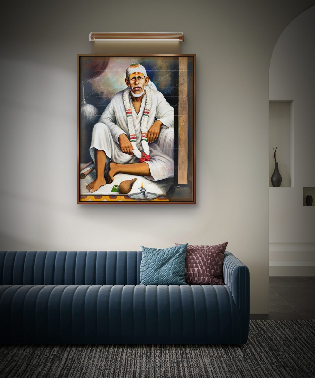 Shirdi Sai Baba  Dwarkamai Hand Painting Canvas Reprint photo, Picture/Poster