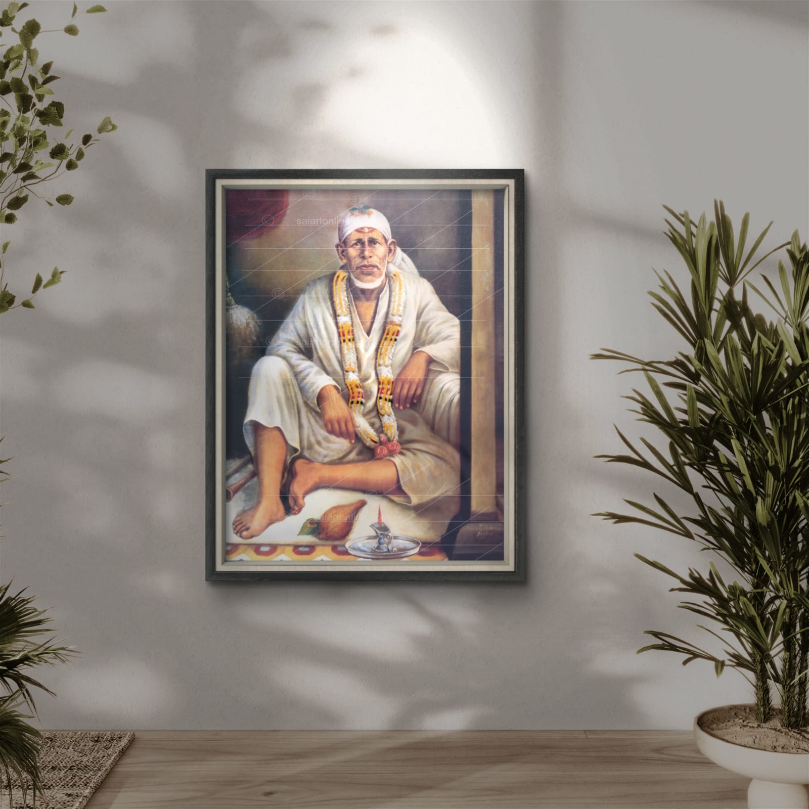 🕉️ Shirdi Sai Baba Dwarkamai Hand Painting Canvas Reprint Sacred Picture / Poster for Home Temple, Gift & Decor – By Hemant Art