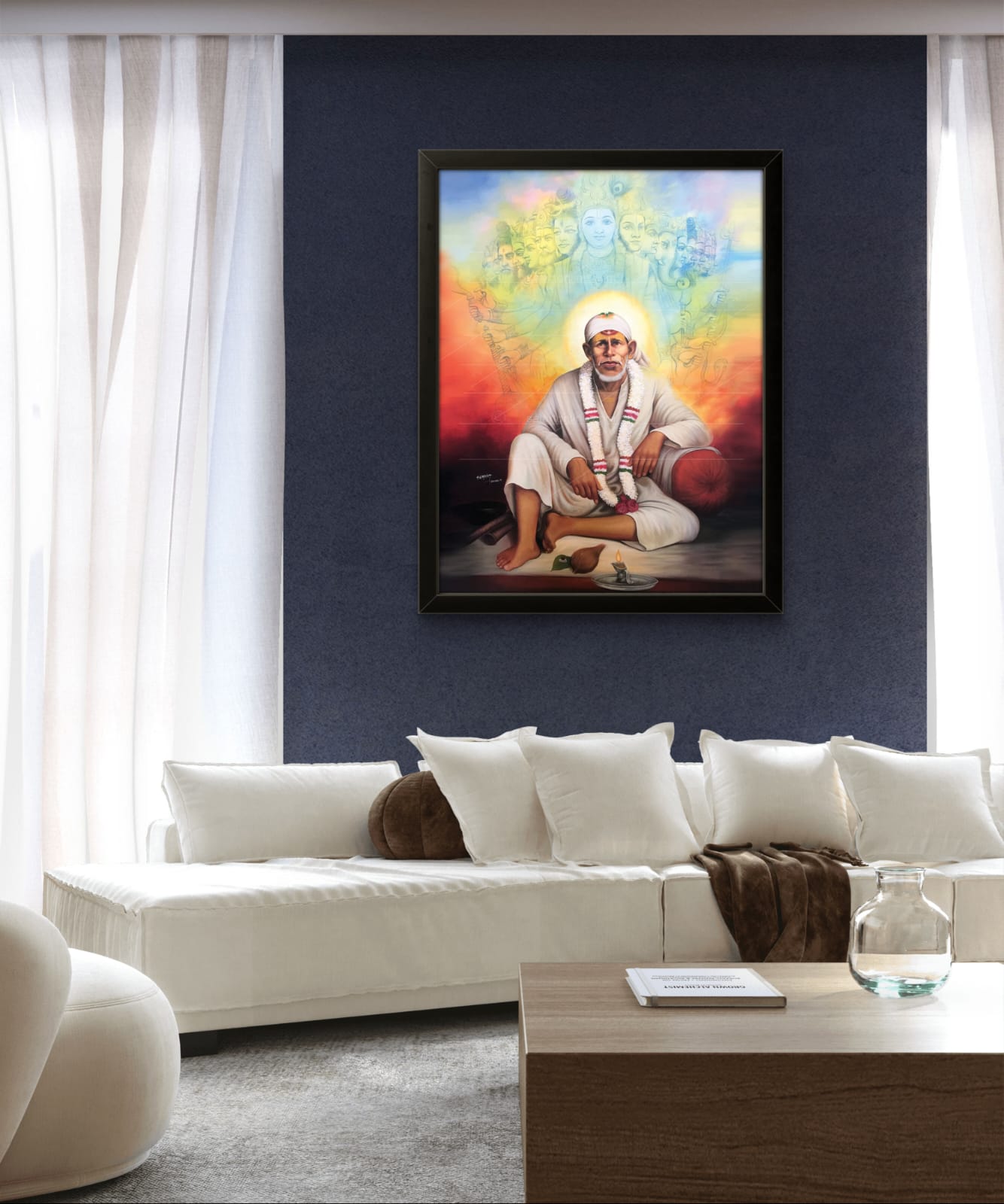 Shirdi Sai Baba  Dwarkamai Hand Painting Canvas Reprint photo, Picture/Poster