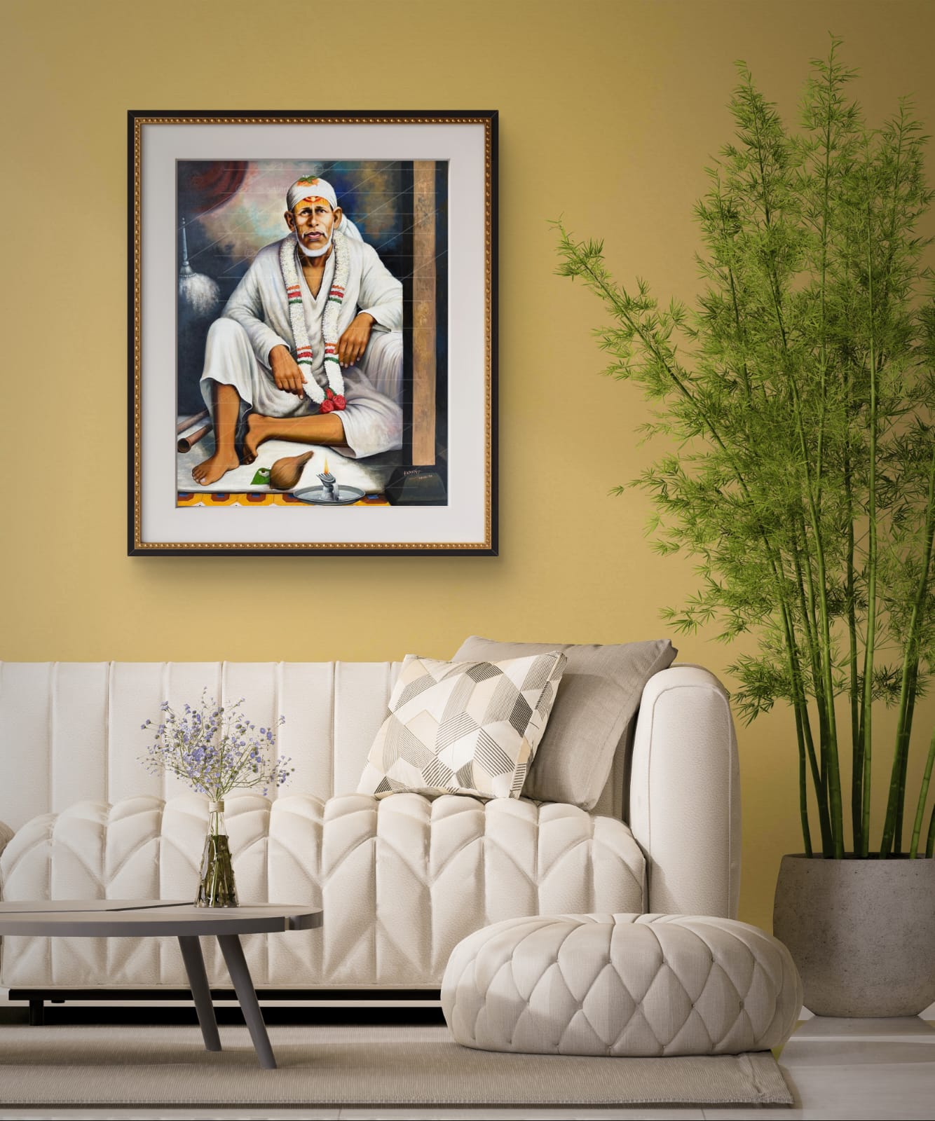 Shirdi Sai Baba  Dwarkamai Hand Painting Canvas Reprint photo, Picture/Poster