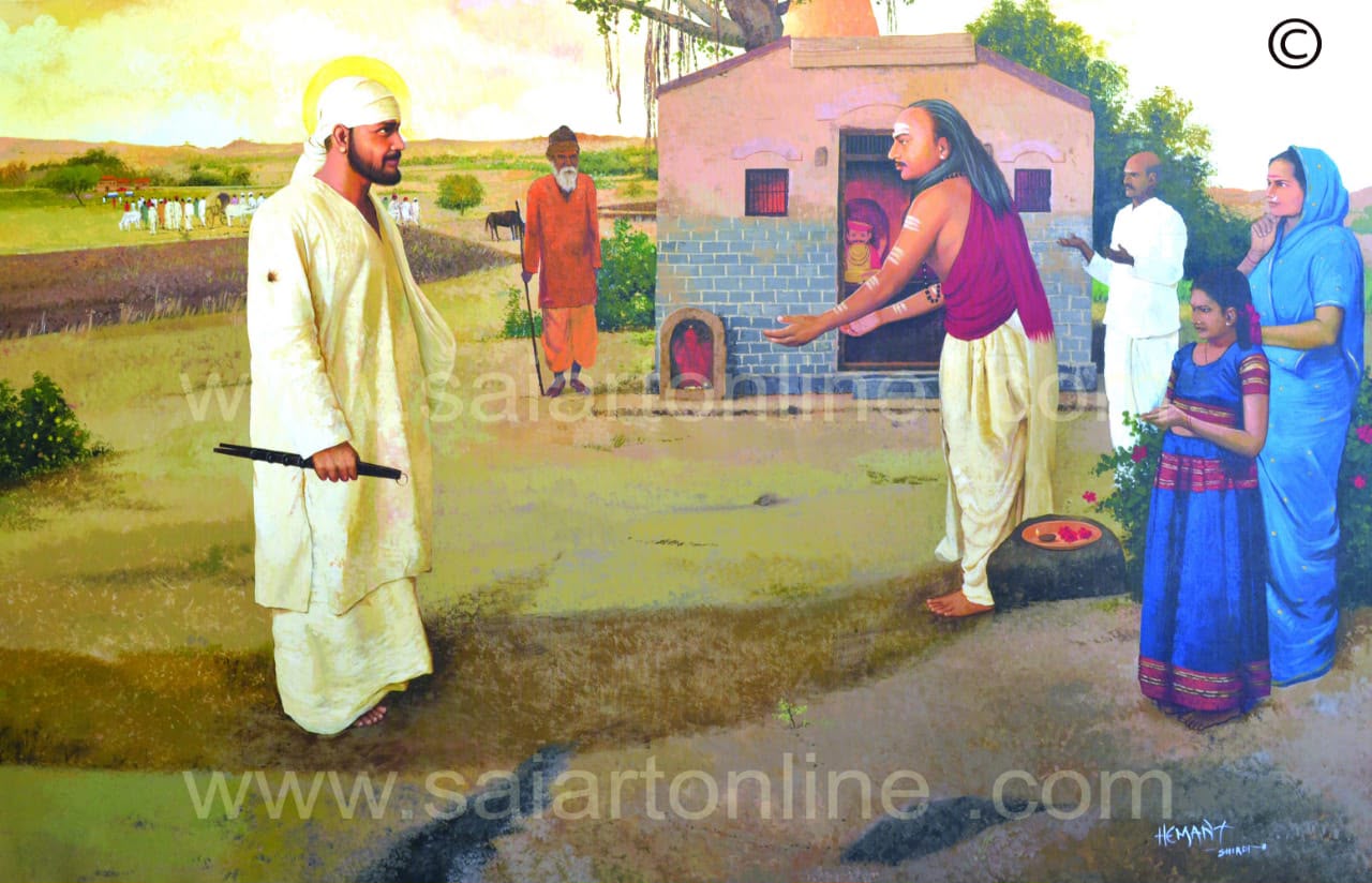 Hemant Art Shirdi Sai Baba Canvas Wall Art – Premium Framed Sai Baba Photo for Home Decor, Puja Room & Meditation Space