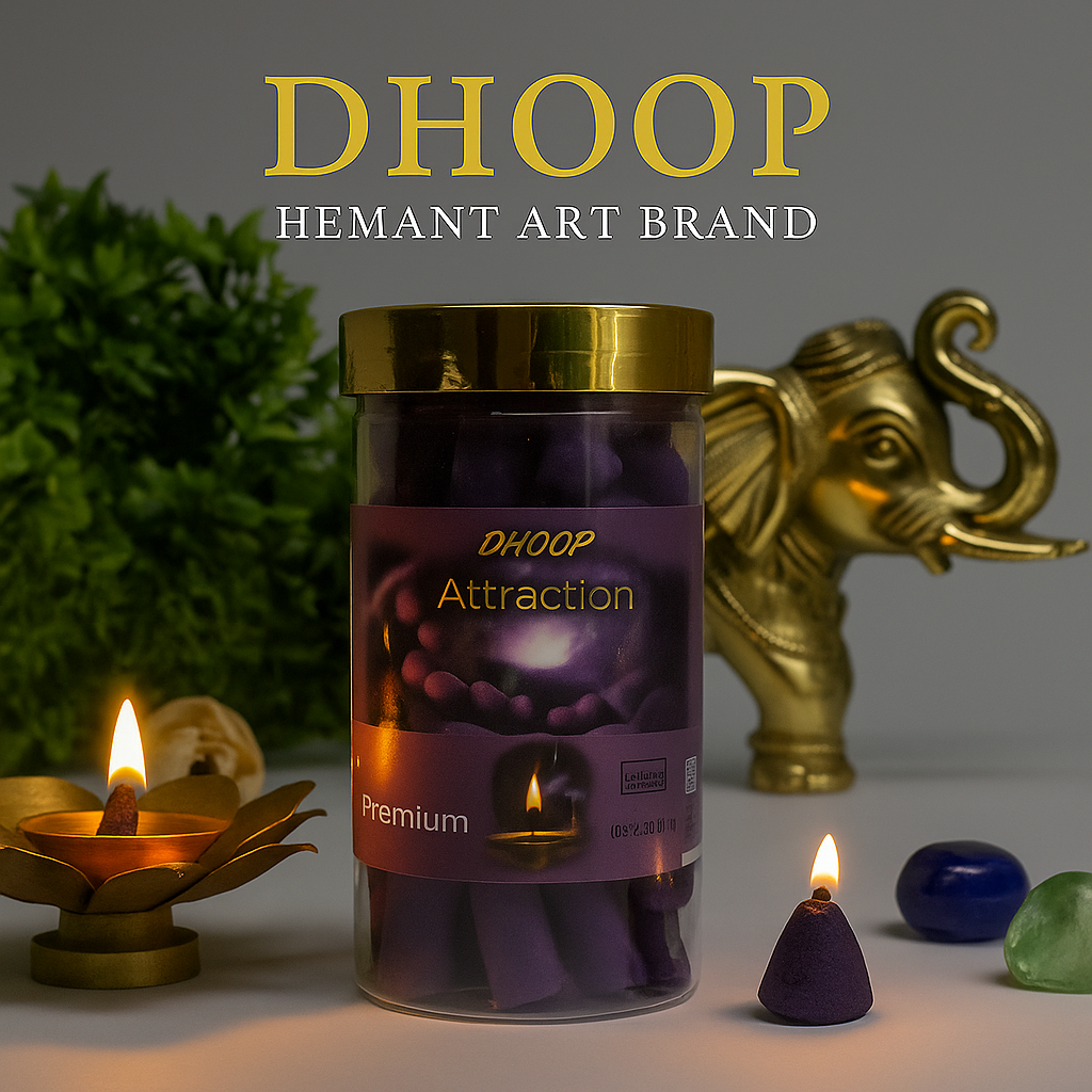 🌌 Hemant Art – 🌿💜  Attraction Premium Dhoop Cones ✨Attract Positivity • Relieve Stress • Refresh Mind