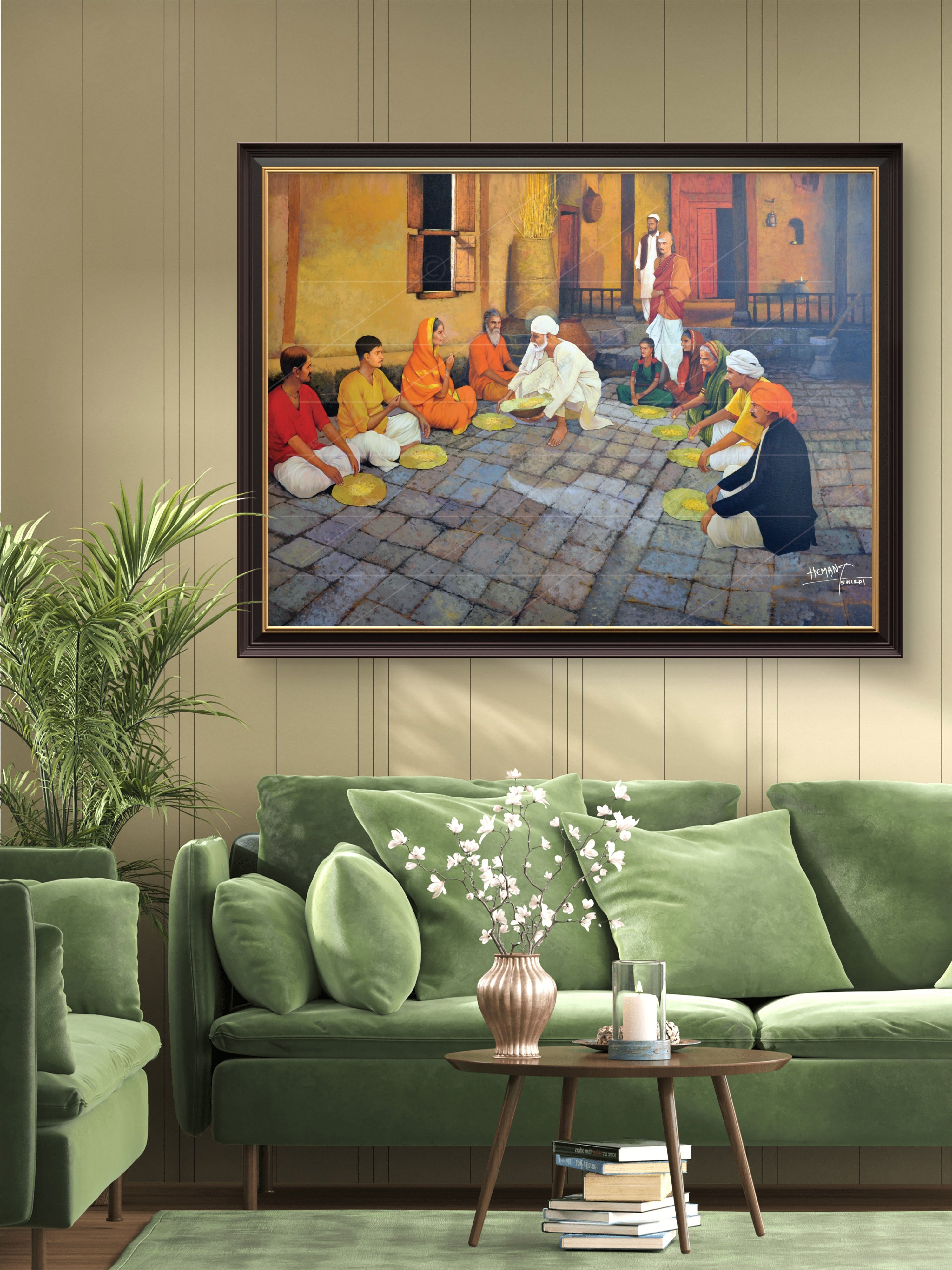 Shirdi Sai Baba Cooking Food in Dwarkamai Photo HD Canvas Print | Sai Baba Handi Wall Art – Shirdi Saibaba Art Gallery