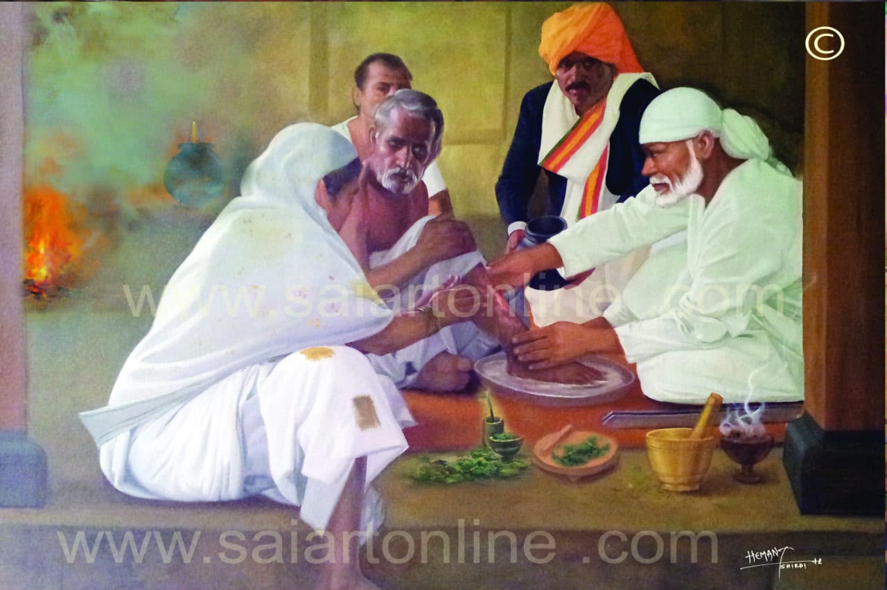Hemant Art Shirdi Sai Baba Canvas Wall Art – Premium Framed Sai Baba Photo for Home Decor, Puja Room & Meditation Space