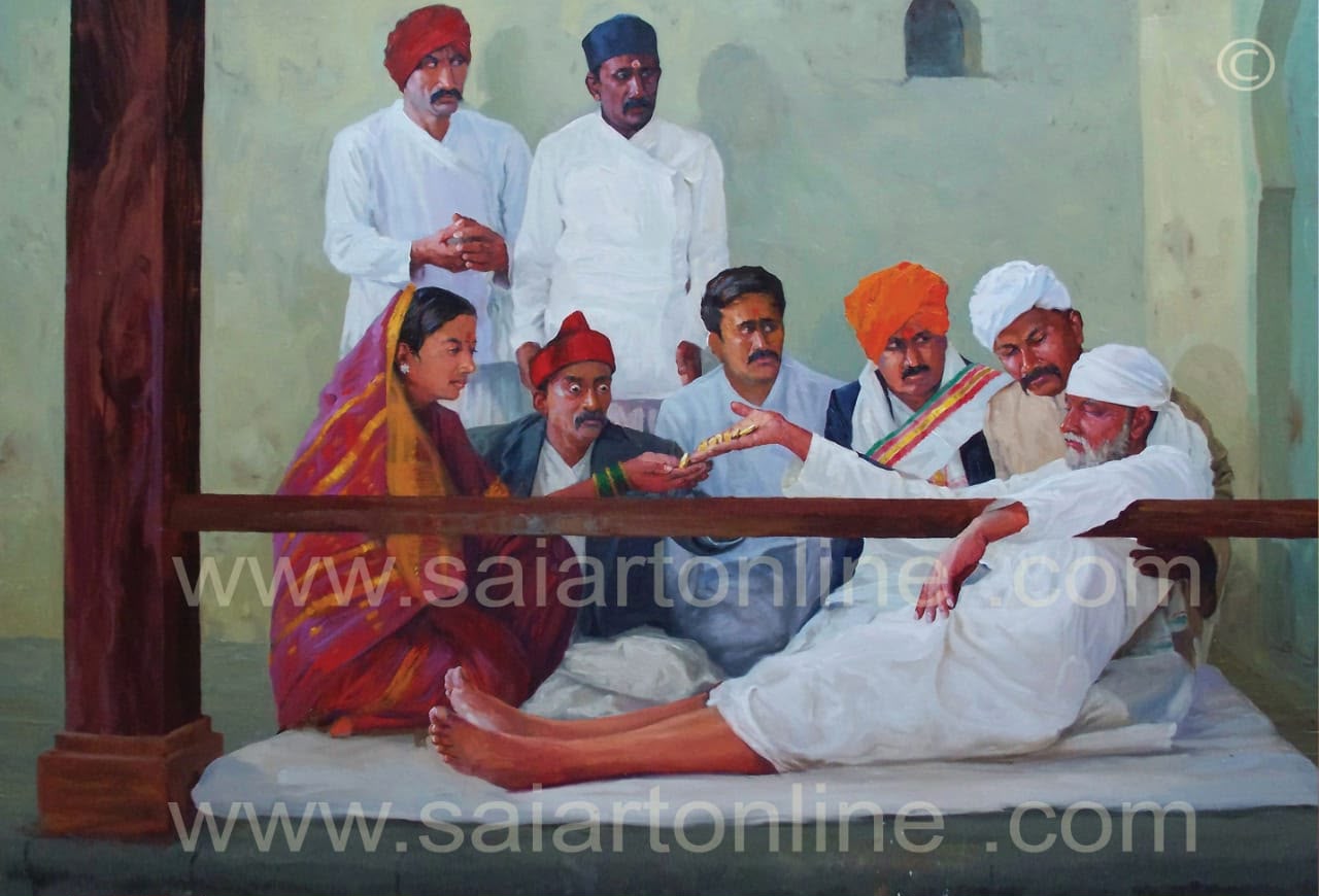 Hemant Art Shirdi Sai Baba Canvas Wall Art – Premium Framed Sai Baba Photo for Home Decor, Puja Room & Meditation Space