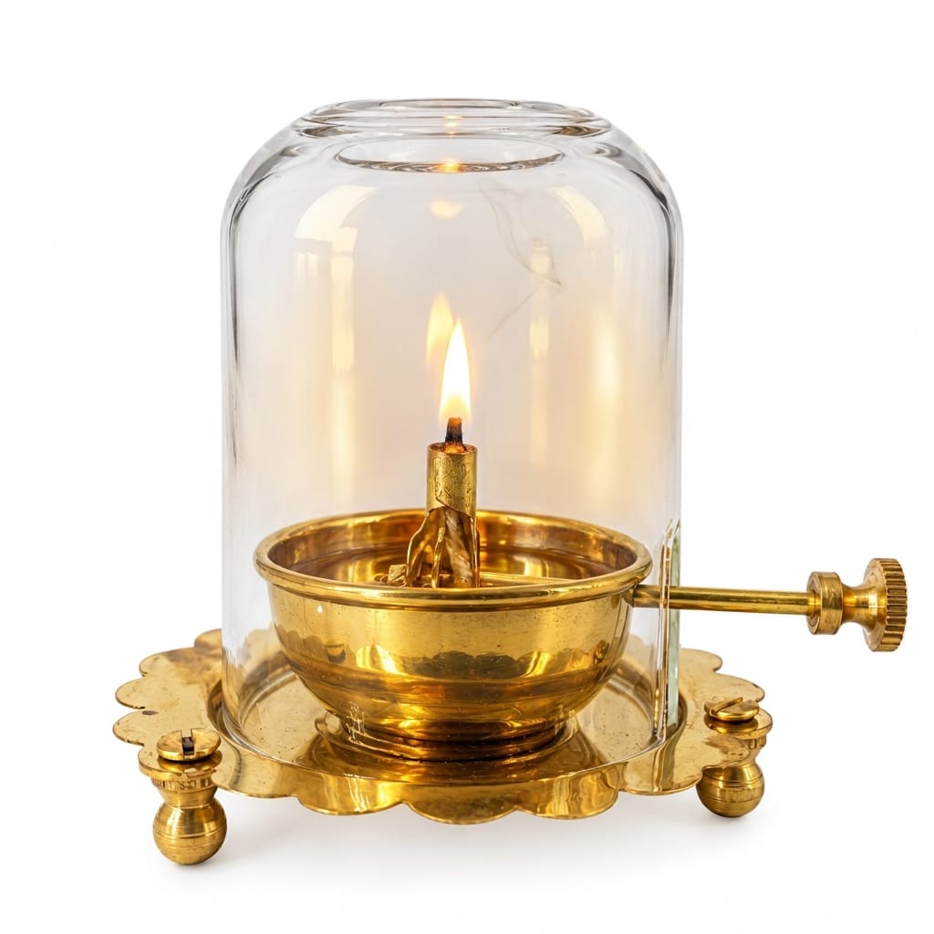 Brass Akhand Diya with Glass Cover