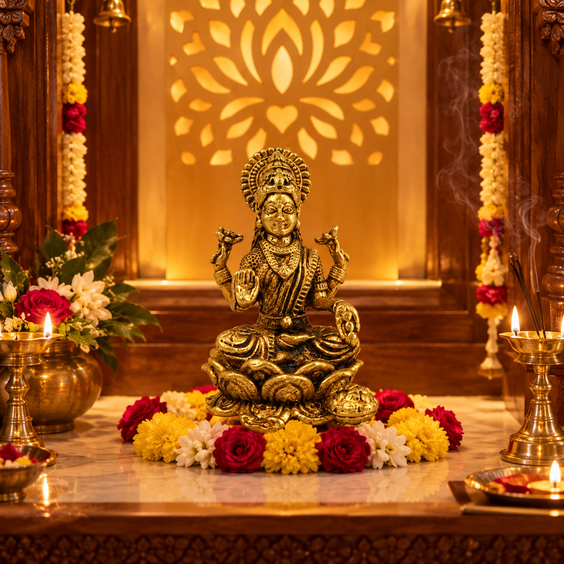 Brass Goddess Lakshmi Idol Small