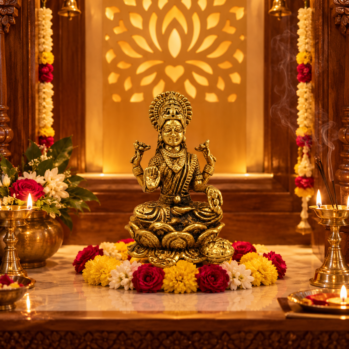 Brass Goddess Lakshmi Idol Small