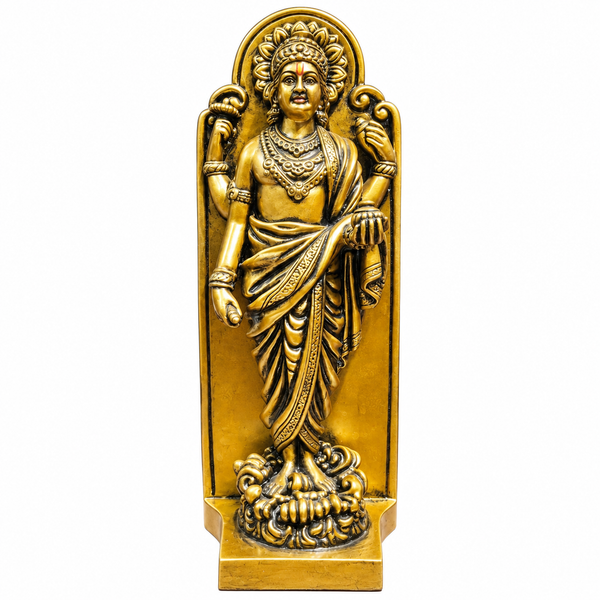 Dhanvantri Gold Wooden Stand Idol