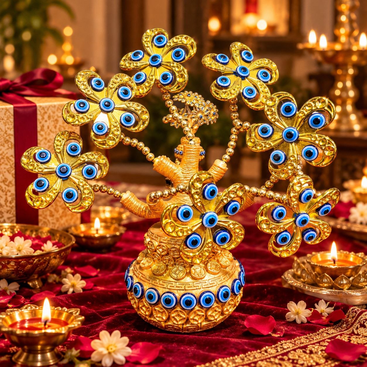 Evil Eye Golden Flower Pot