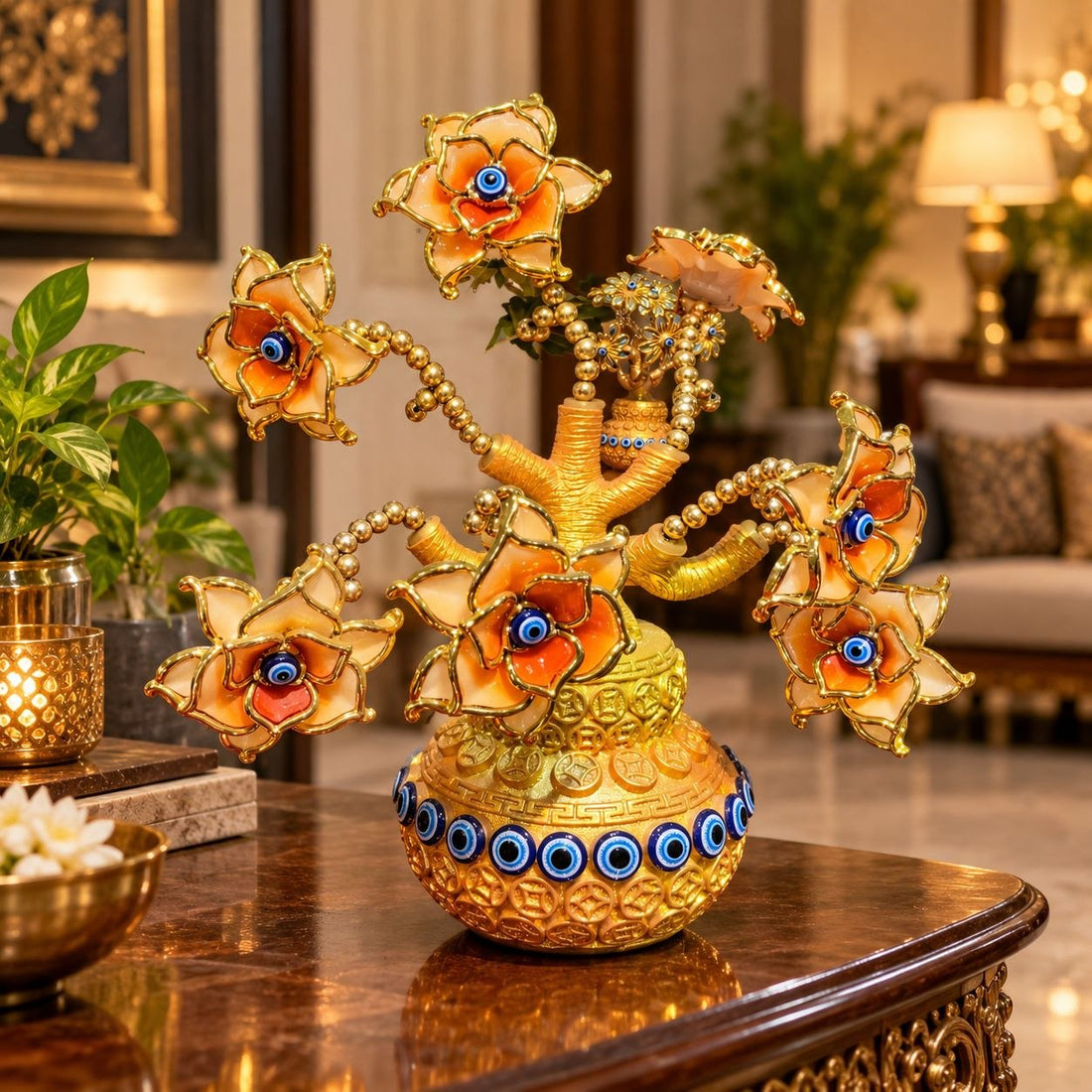 Evil Eye Orange Flower Pot
