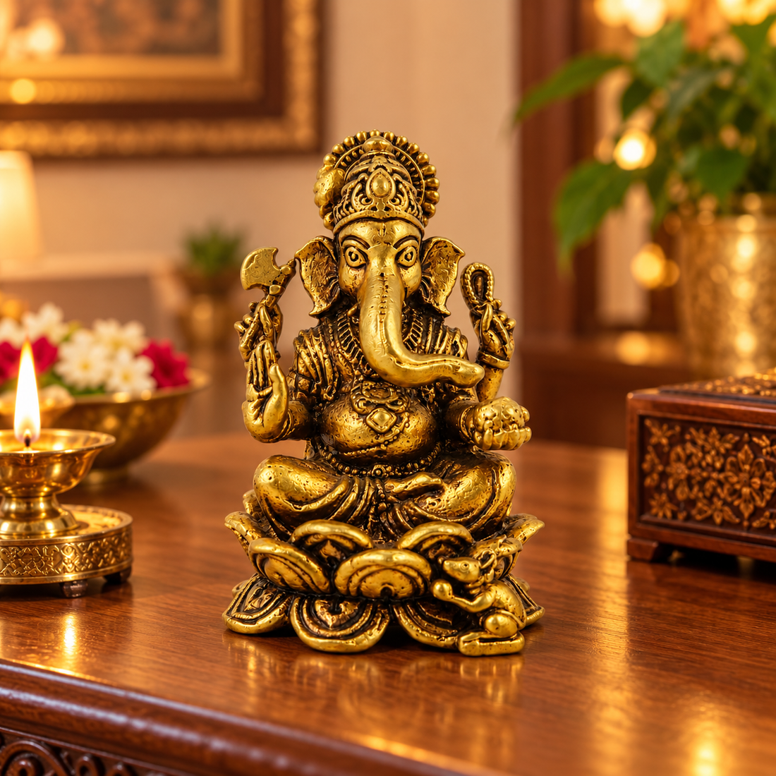 Gold Ganesha Figurine