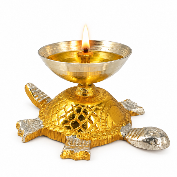 Gold & Silver Tortoise Diya
