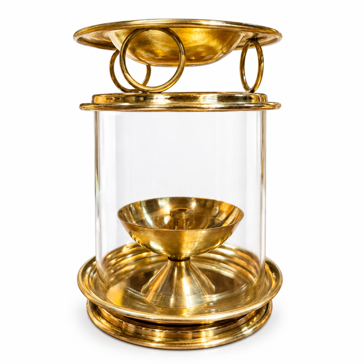 Golden Camphor Burner with Glass Cover 1 No