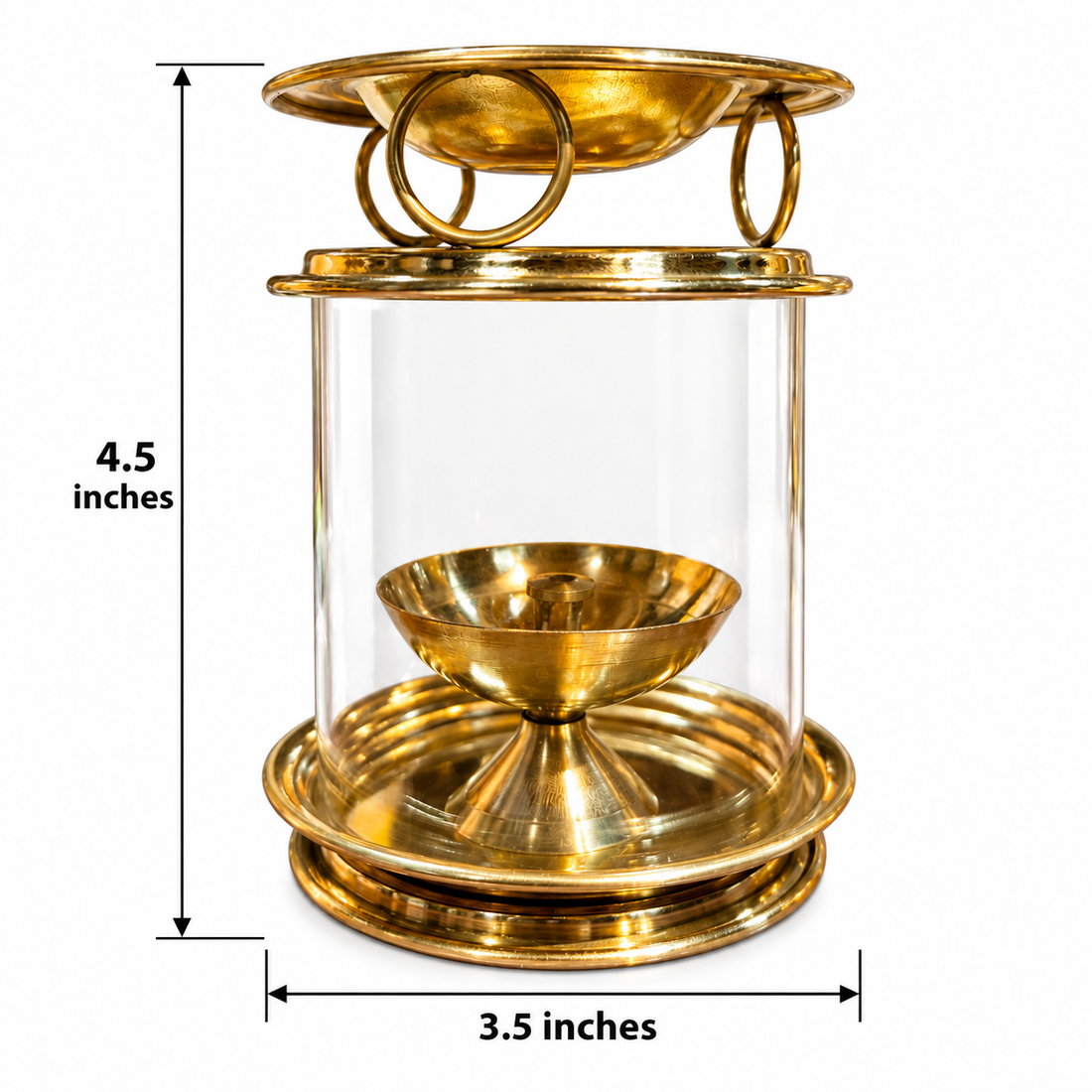 Golden Camphor Burner with Glass Cover 1 No