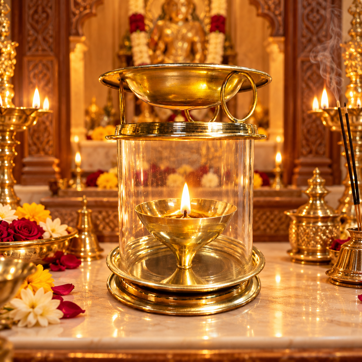 Golden Camphor Burner with Glass Cover 2 No