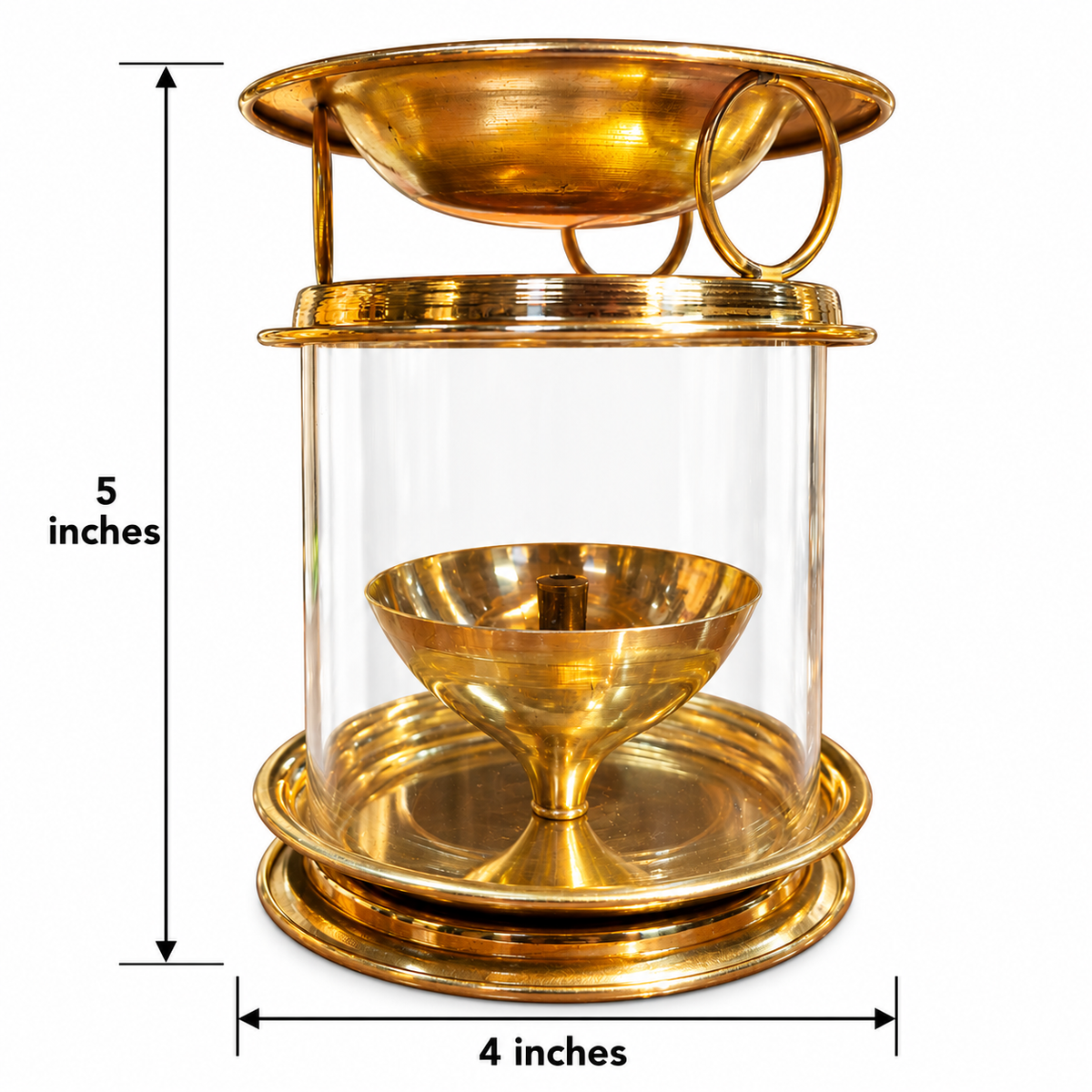 Golden Camphor Burner with Glass Cover 2 No