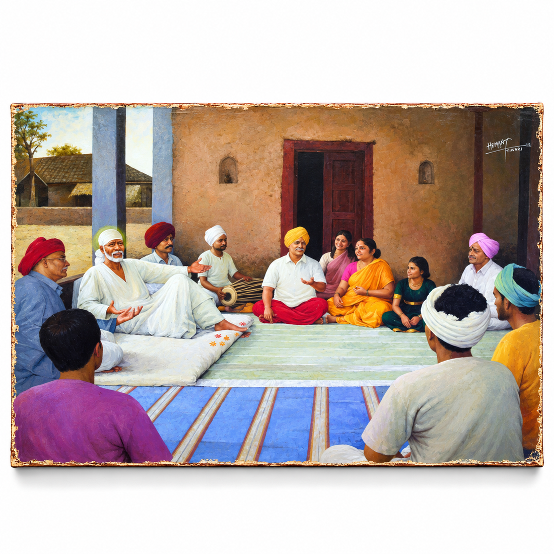 Hemant Art Shirdi Sai Baba Canvas Wall Art – (Bhajan)