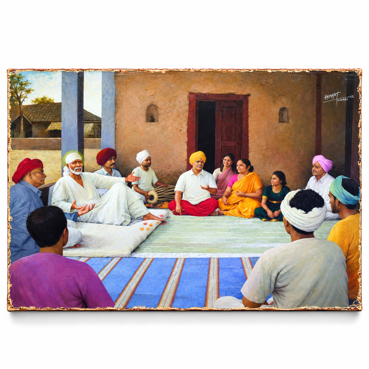 Hemant Art Shirdi Sai Baba Canvas Wall Art – (Bhajan)