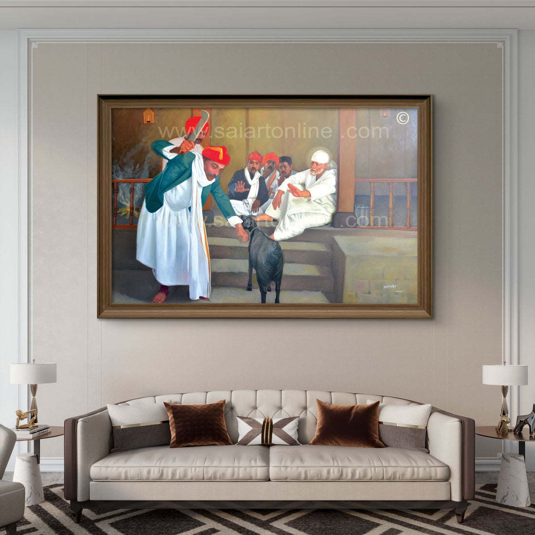 Hemant Art Shirdi Sai Baba Canvas Wall Art – ( The-Ordeal-Of-Kaka-Dixit-By-Sai )