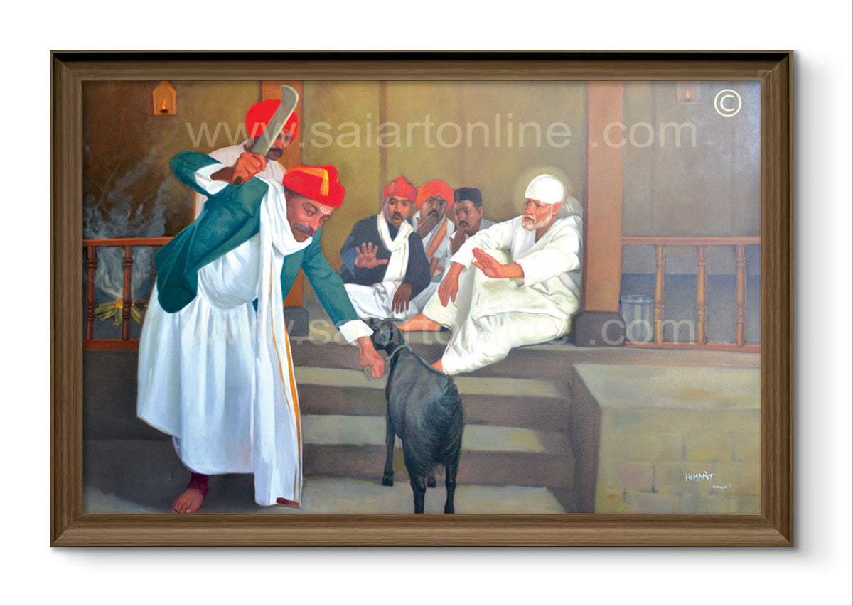 Hemant Art Shirdi Sai Baba Canvas Wall Art – ( The-Ordeal-Of-Kaka-Dixit-By-Sai )