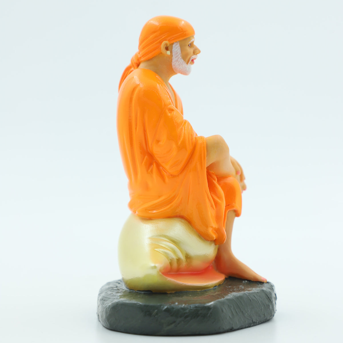 Hemant Art Shirdi Sai Baba Idol – 5 Inch – Sitting on Conch Shell – Pure Resin Marble Finish