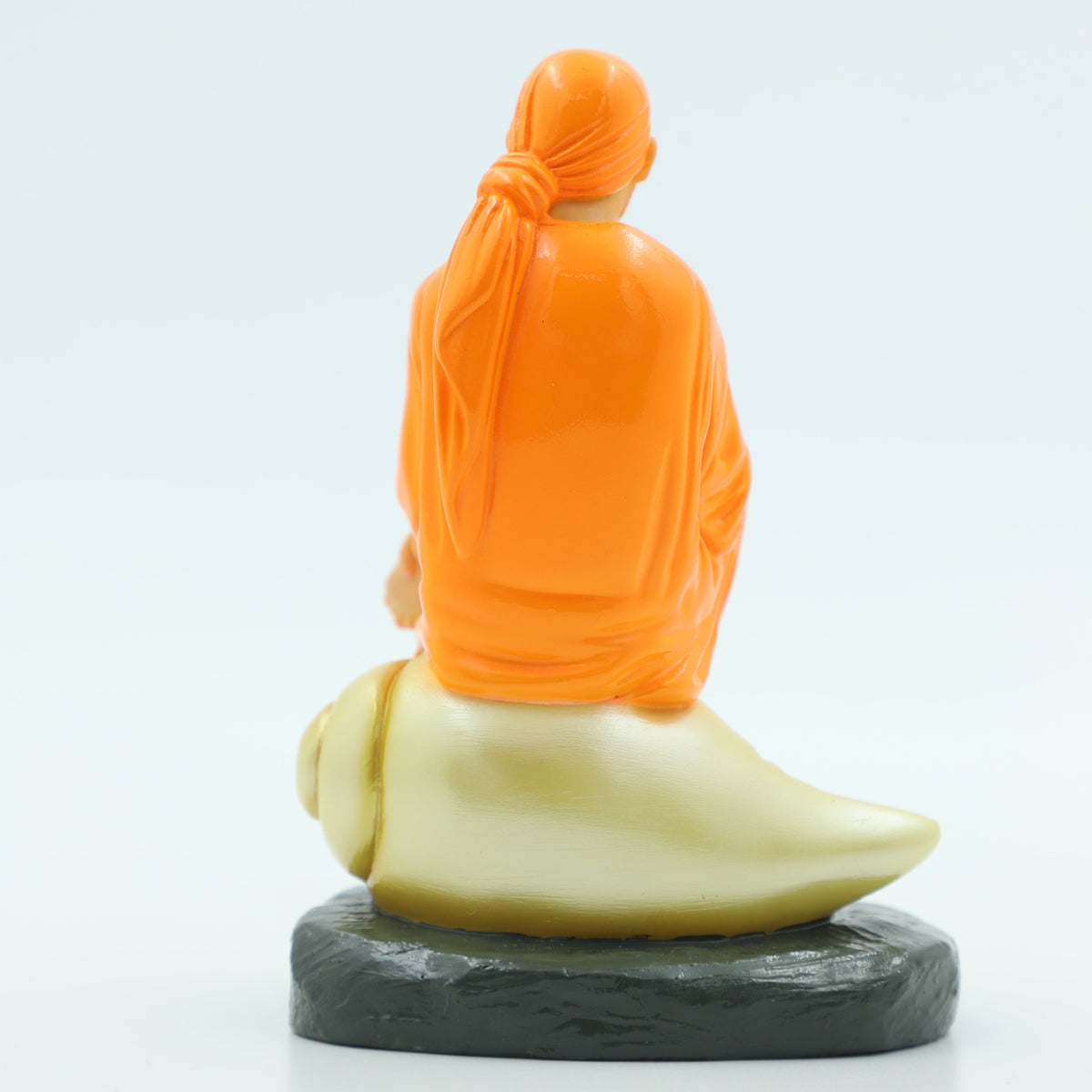 Hemant Art Shirdi Sai Baba Idol – 5 Inch – Sitting on Conch Shell – Pure Resin Marble Finish
