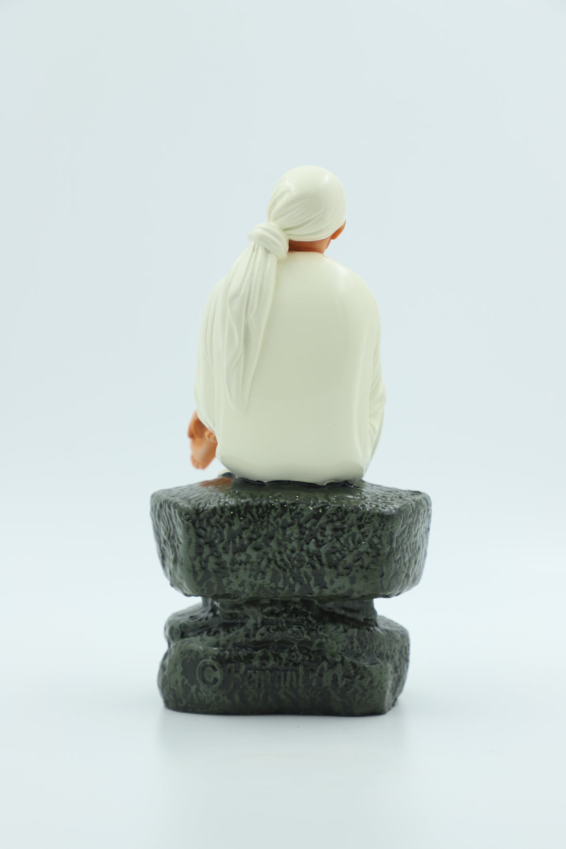 Saibaba Sitting on Stone Idol, Orange, 7.5  Inch Hemant Art