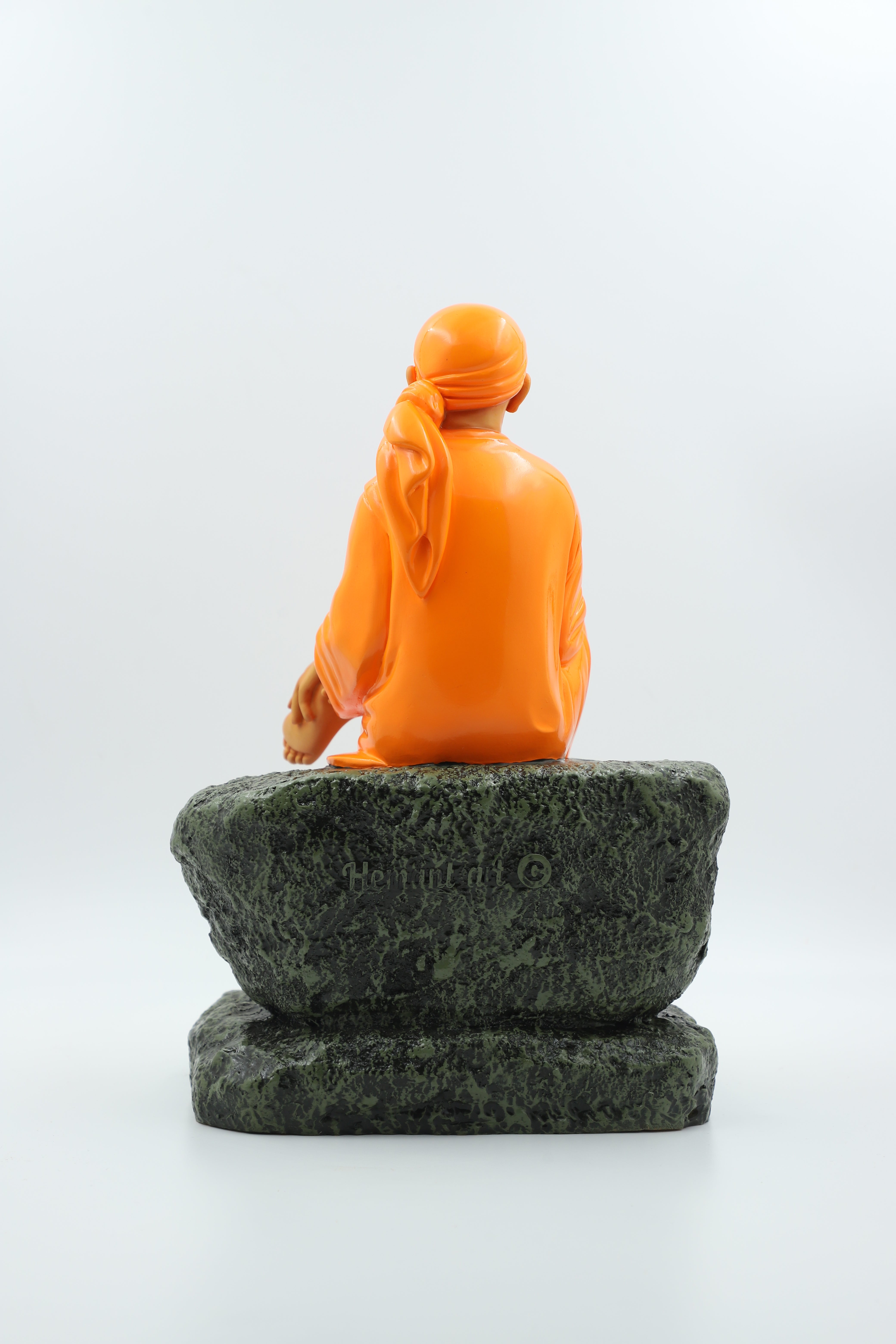 🙏Hemant Art Shirdi Sai Baba Statue / Idol / Murti – 🛕Sitting on Stone – 12 Inch (  Pure Resin & Marble Finish, Handcrafted Spiritual Idol for Home Temple & Gifting)