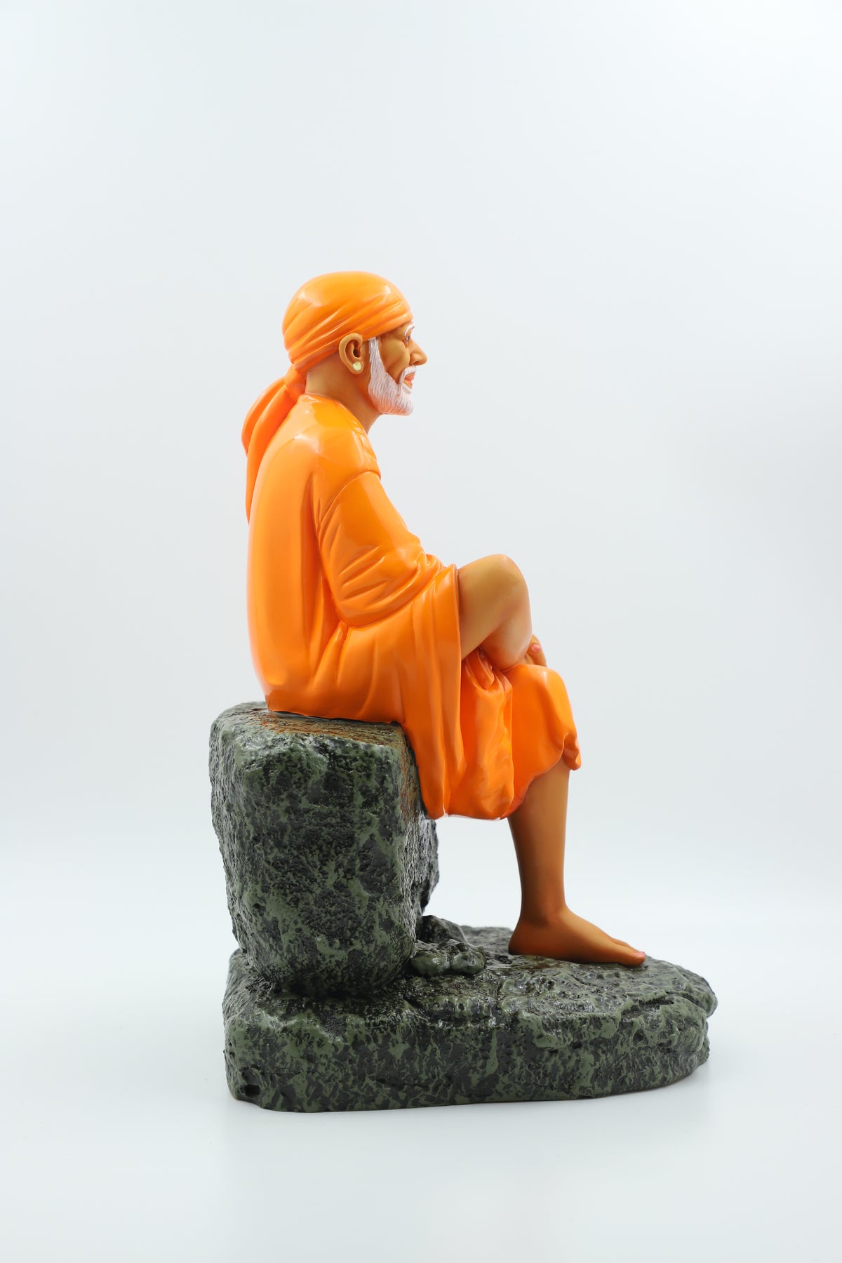 Sai Baba Statue Sitting on Stone – 5 NO  White 12 Inch Hemant Art