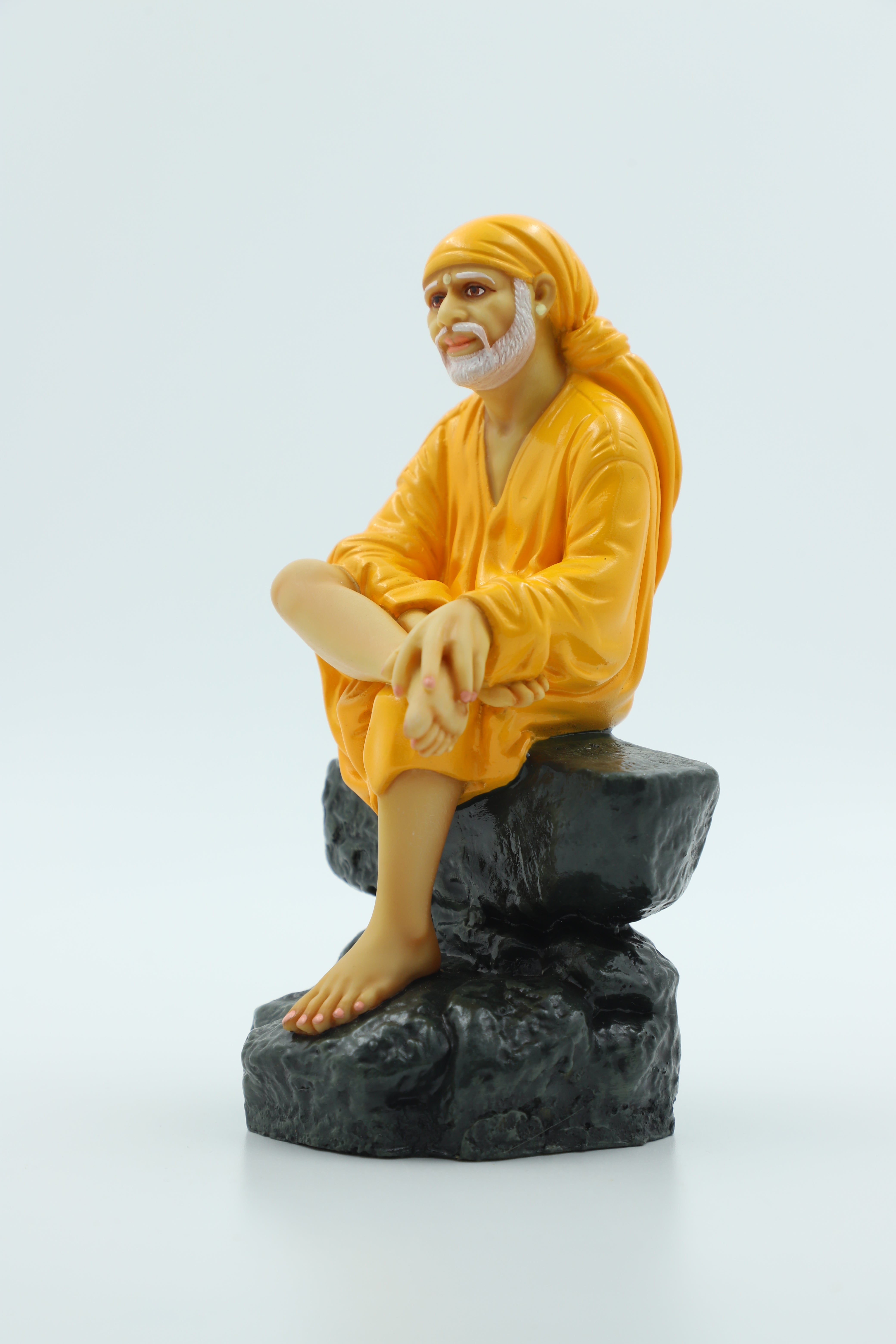 ✨Hemant art Shirdi Sai Baba Idol,Statue,Murti Sitting On Stone Resin Fiber Statue - 6.5 Inche