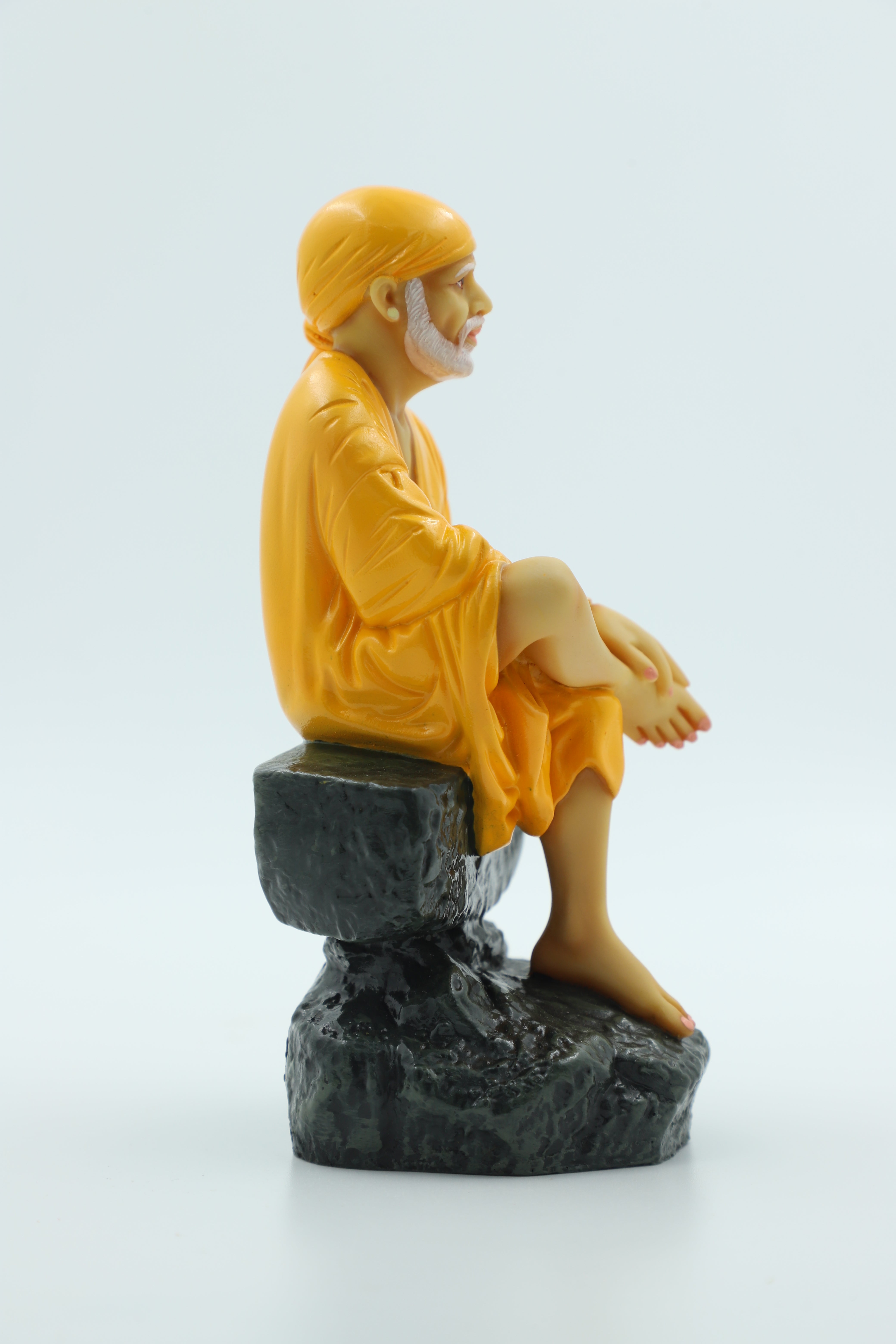 ✨Hemant art Shirdi Sai Baba Idol,Statue,Murti Sitting On Stone Resin Fiber Statue - 6.5 Inche
